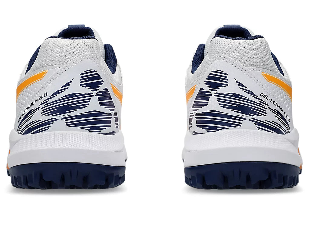 ASICS Gel Lethal Field 2 White/Stadium Orange Rubber Spike Cricket Shoes - Lightweight Performance Footwear for Cricket Players | Perfect for Matches & Training Sessions
