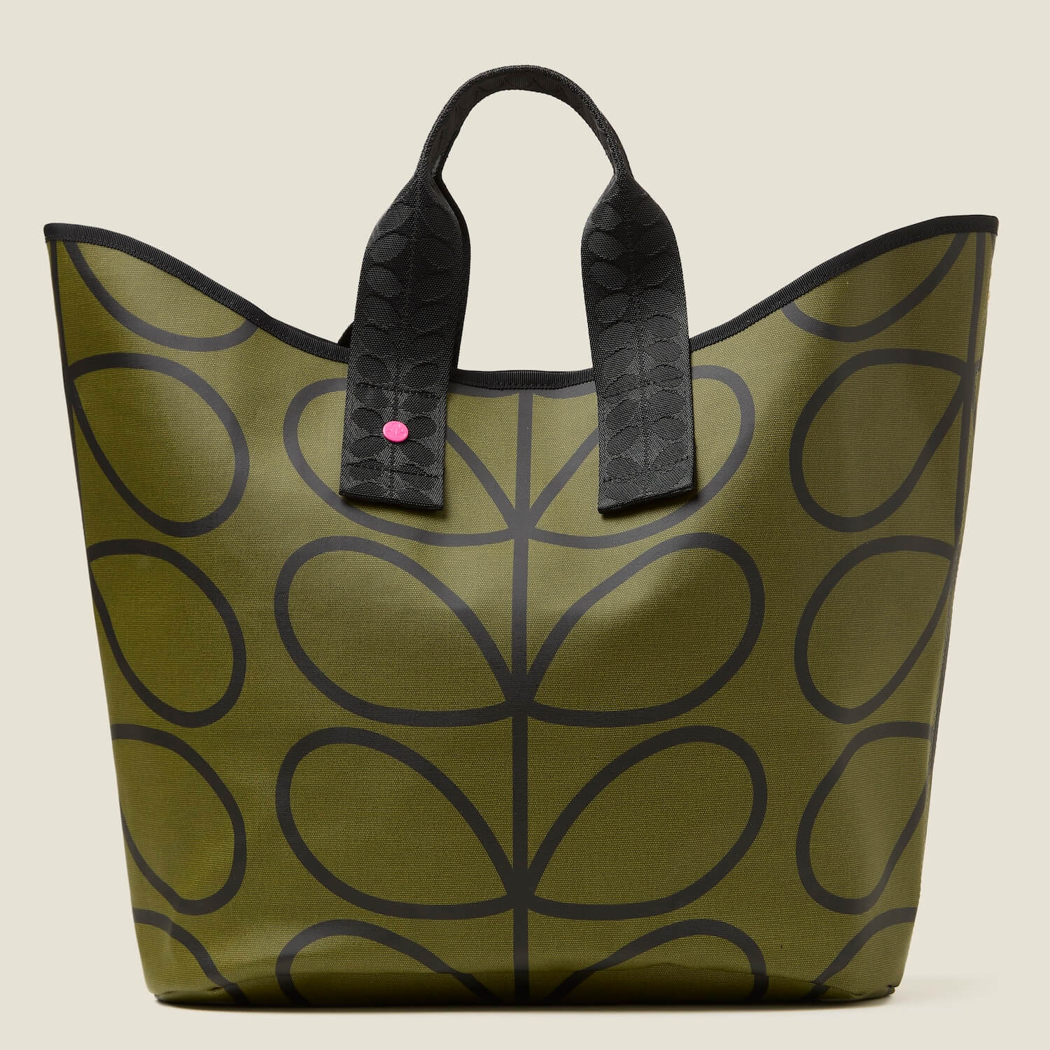 Large Carryall Tote Bag - Giant Linear Stem Olive Design - Perfect for Work, Travel, and Everyday Use