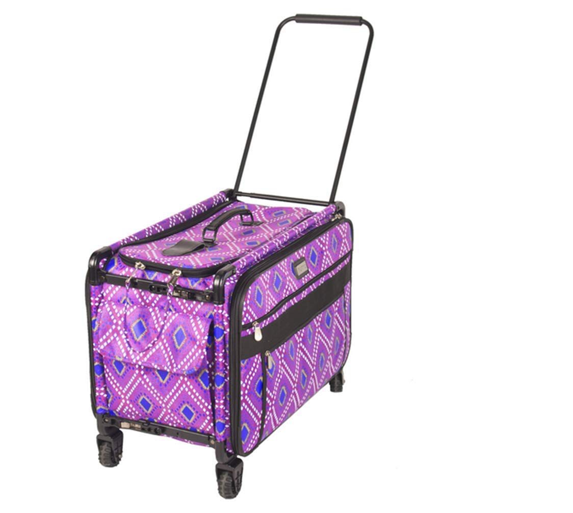 Tutto Rolling Luggage 22-Inch Carry On Suitcase with Wheels - Blush Pink Diamond Design for Women Travel, Perfect for Airplane & Business Trips