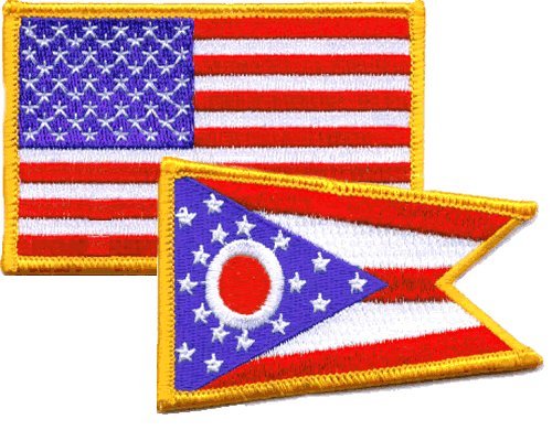 USA & Ohio State Flag Iron-on Embroidered Patches Combo Pack - Perfect for DIY Crafts, Backpacks, Jackets & Uniforms