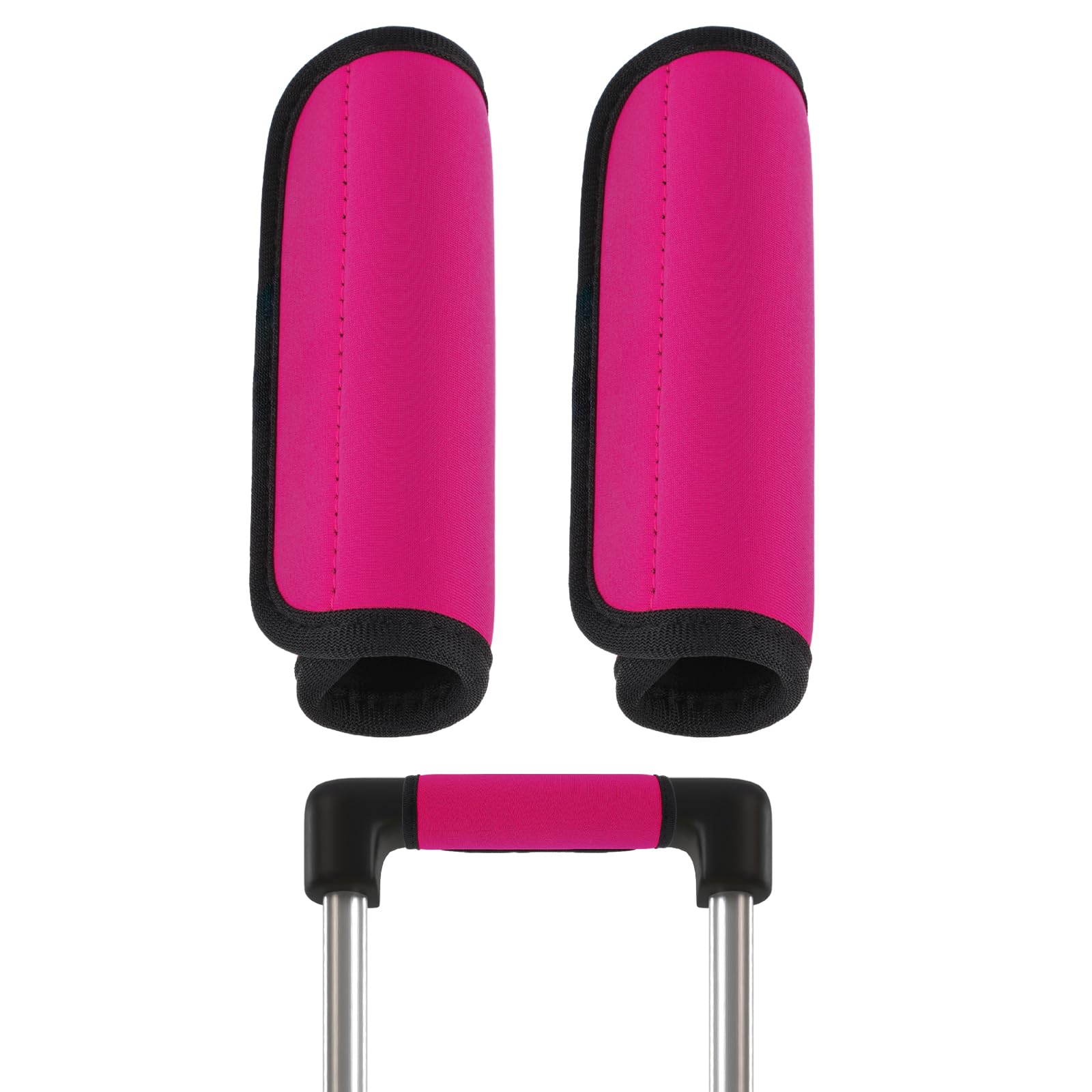 2-Pack Rose Red Neoprene Luggage Handle Wraps for Suitcases - Soft Travel Essential Bag Handle Covers with Non-Slip Grip | Perfect for Airport Identification & Comfortable Carrying