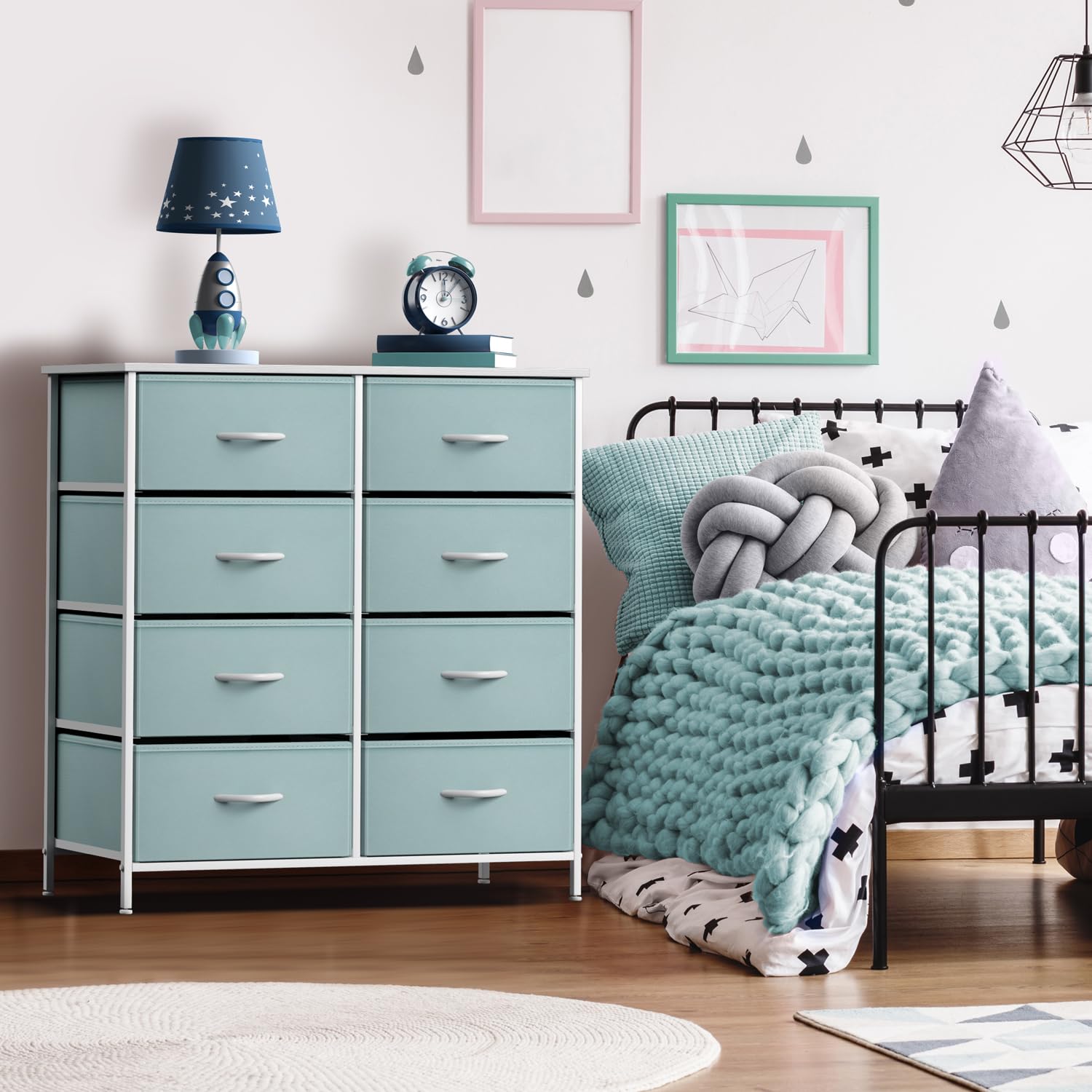 Sorbus 8-Drawer Kids Dresser Organizer - Sturdy Storage Chest for Clothes, Toys & Accessories - Perfect for Bedroom, Nursery, Closet & Playroom (Aqua Blue, 31.5