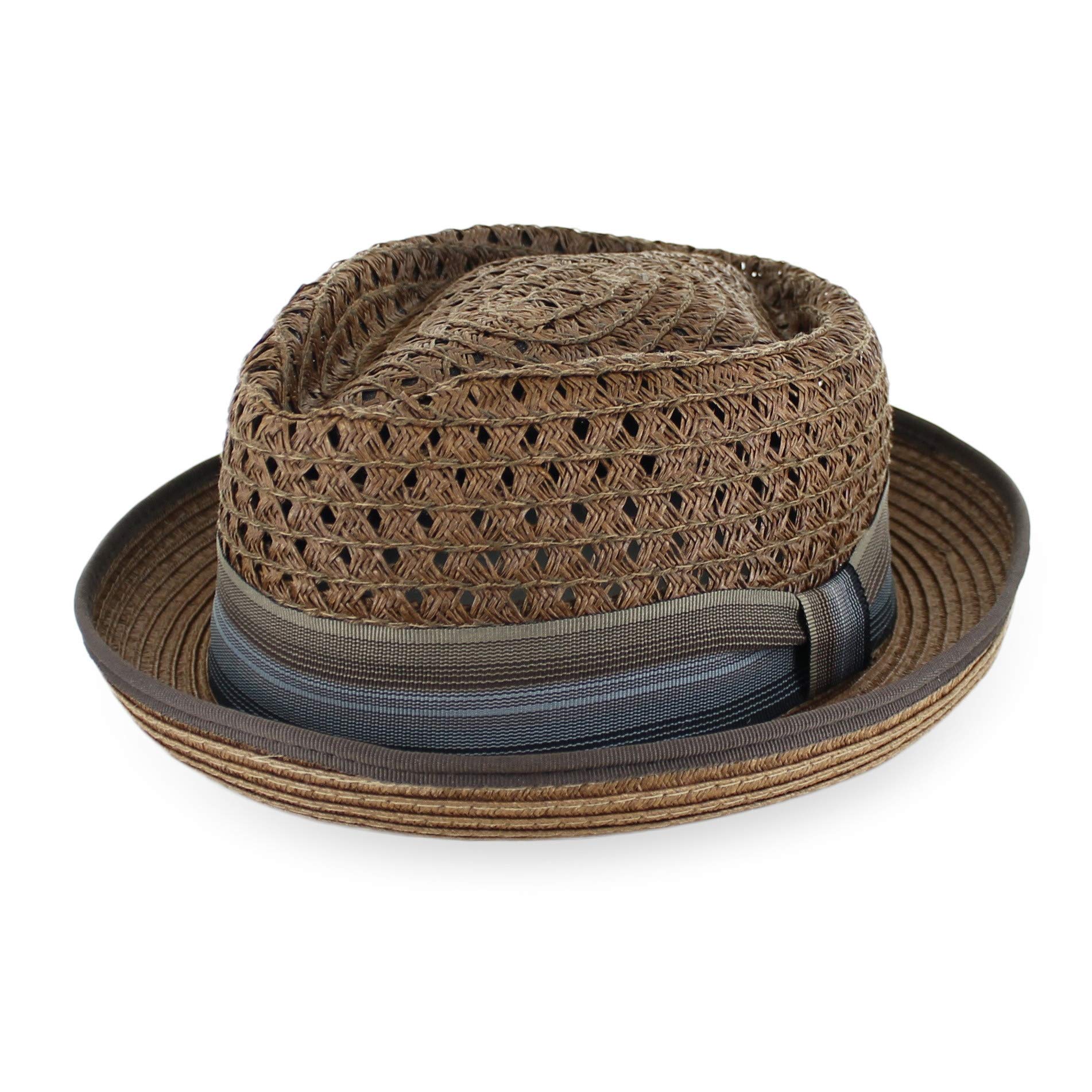 Summer Straw Porkpie Hat for Men & Women - Blue, Tan, Black | Beach & Outdoor