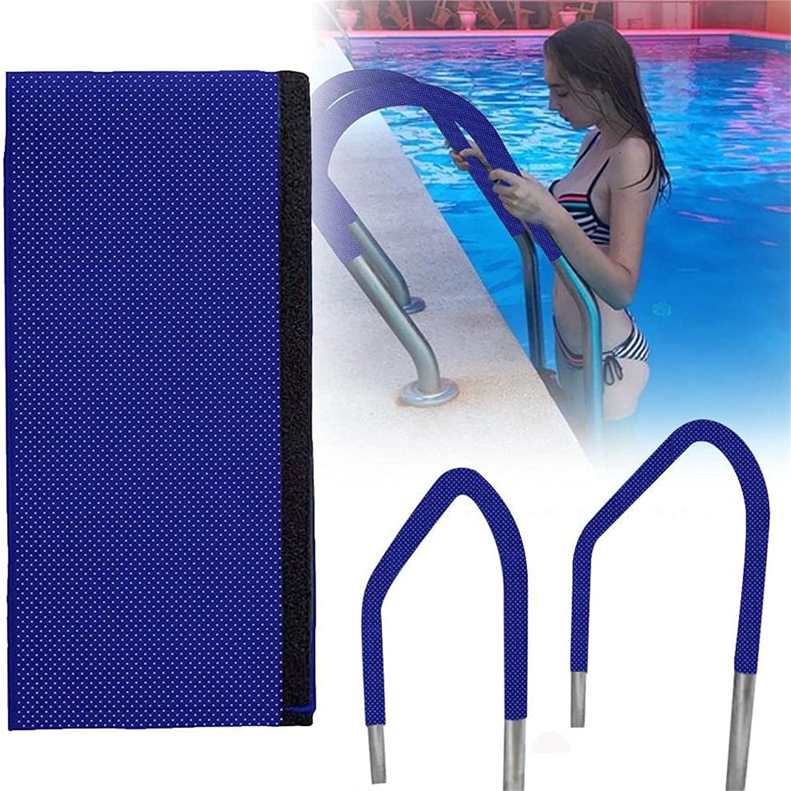 304 Stainless Steel Swimming Pool Handrail - 4ft Blue Rail Runner with Quick Mount Base for In-Ground Pools | Easy Installation | Safety Support for Pool Entry & Exit | Perfect for Elderly & Kids Swimming Safety
