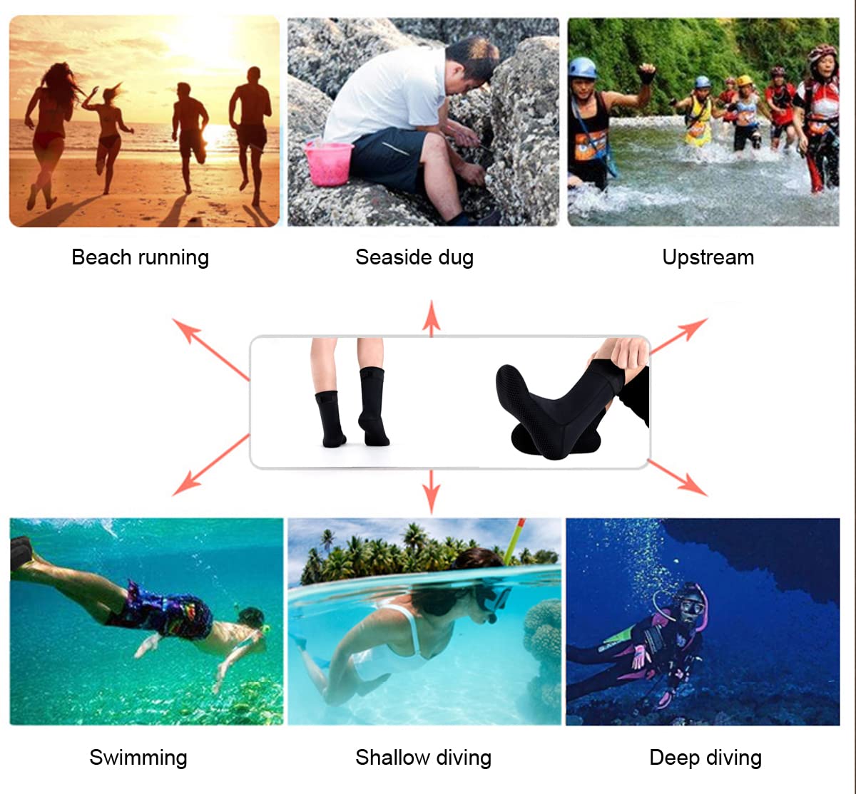 3MM Neoprene Diving Socks - Warm Waterproof Surf Booties for Scuba Diving, Snorkeling & Beach Activities | Perfect Dive Boots for Men & Women