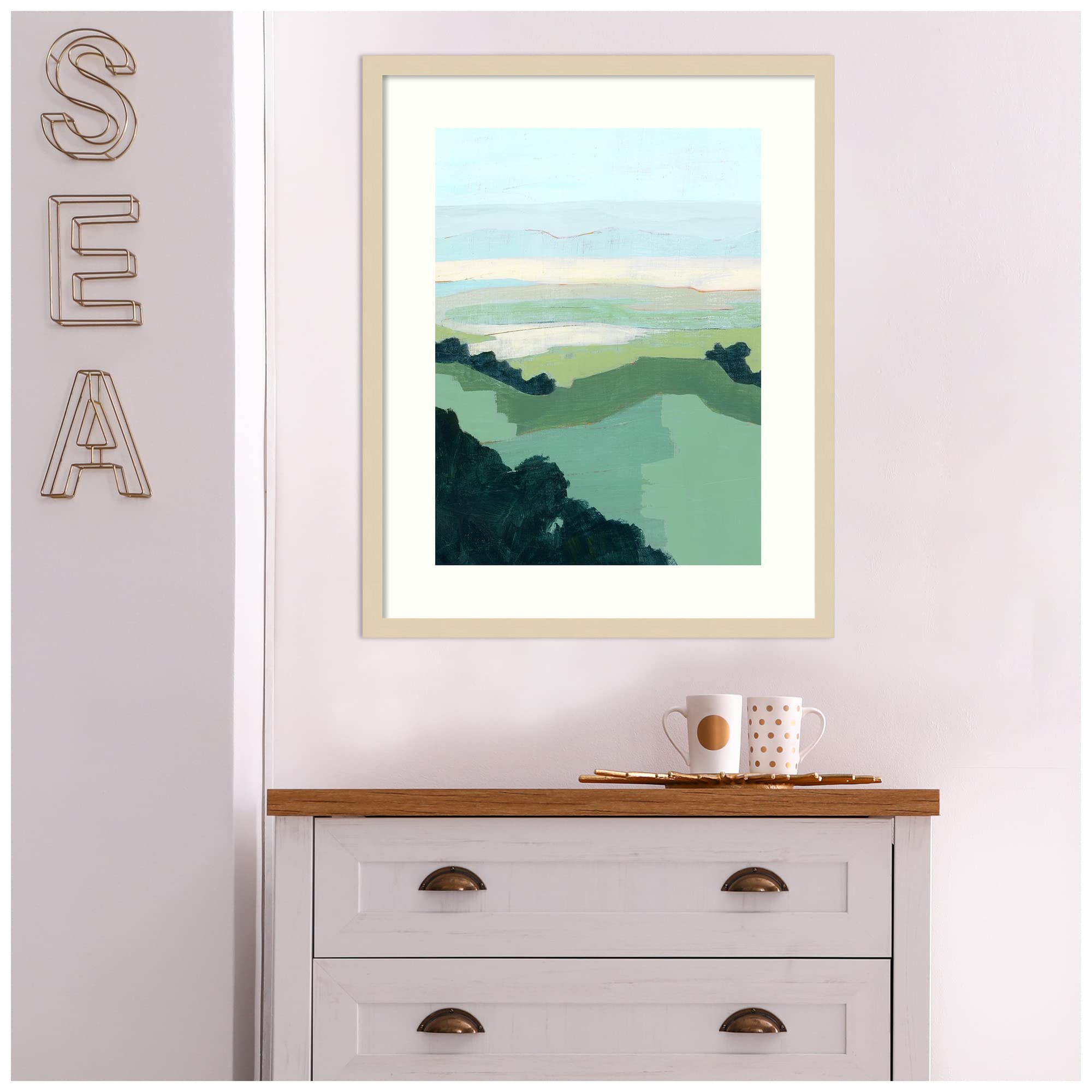 Amanti Art Framed Abstract Wall Art Print - 26x21 Halcyon Overlook I by Grace Popp, Modern Home Decor Poster Painting for Living Room, Bedroom, Office | Perfect for Contemporary Spaces & Gift Giving