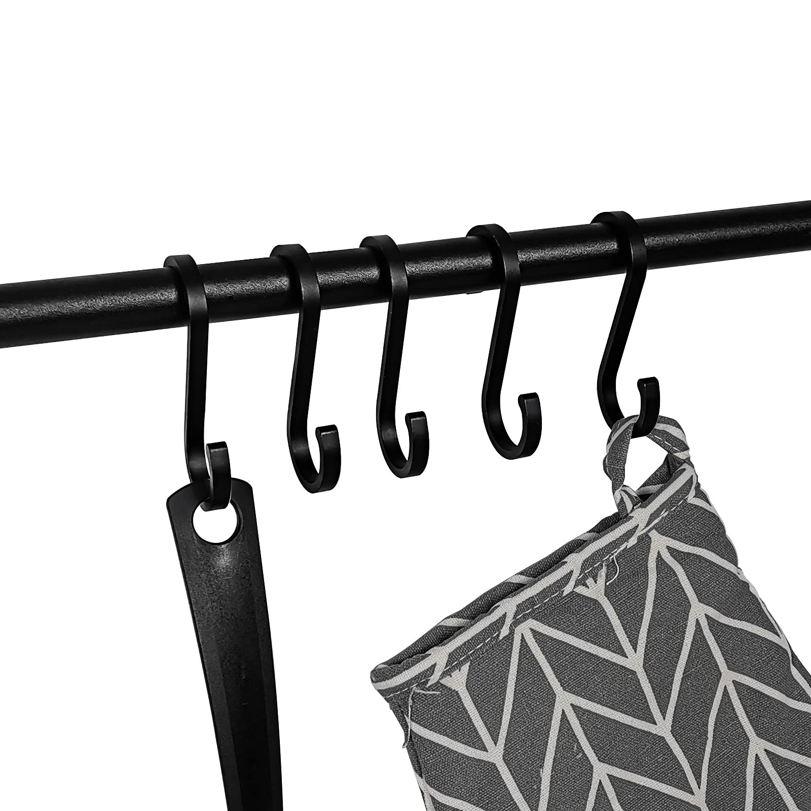 14-Pack Heavy Duty S-Shaped Hooks for Hanging Pans, Pots, Coffee Mugs & Utensils - Durable Black Metal Hooks for Kitchen, Workshop, Bathroom & Garden Organization