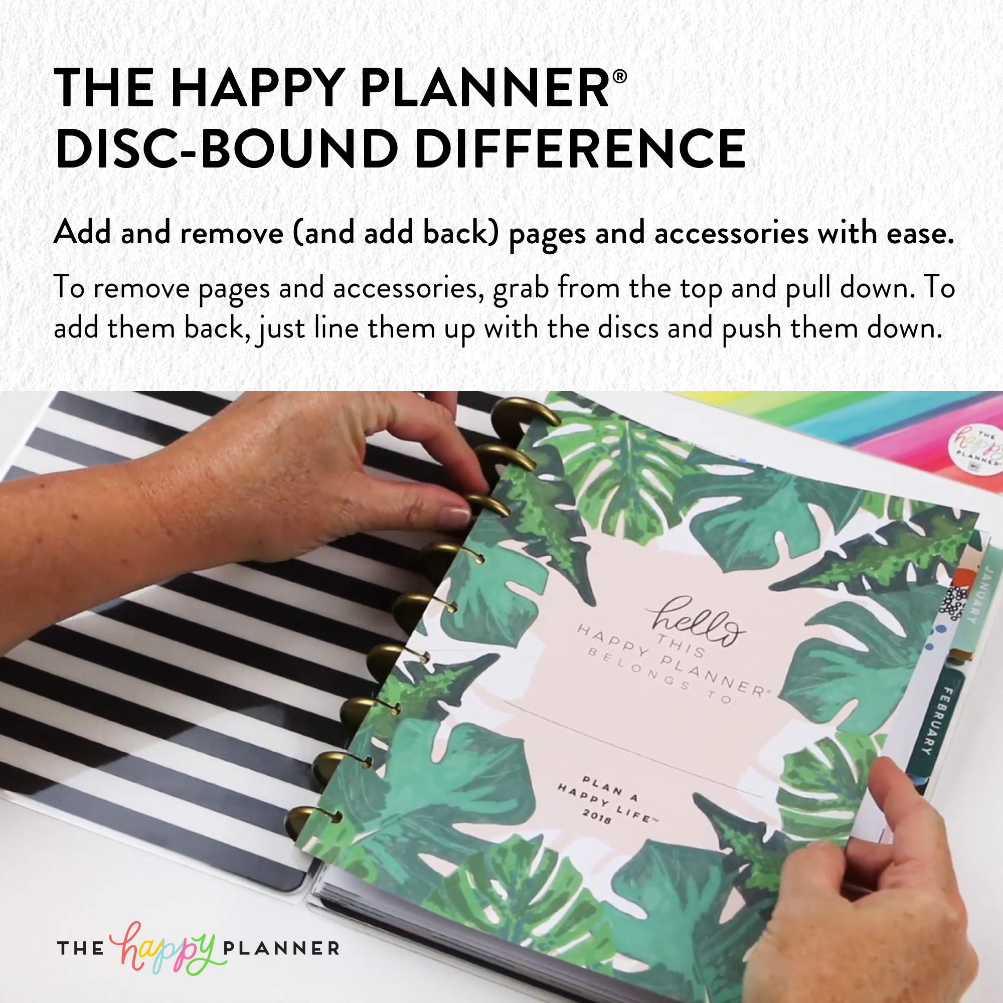 Me & My BIG Ideas Plastic Expander Discs - Black Happy Planner Scrapbooking Supplies - Add Extra Pages, Notes & Artwork - Create More Space for Notebooks, Planners & Journals - Perfect for DIY Scrapbooking, Bullet Journaling & Planner Organization
