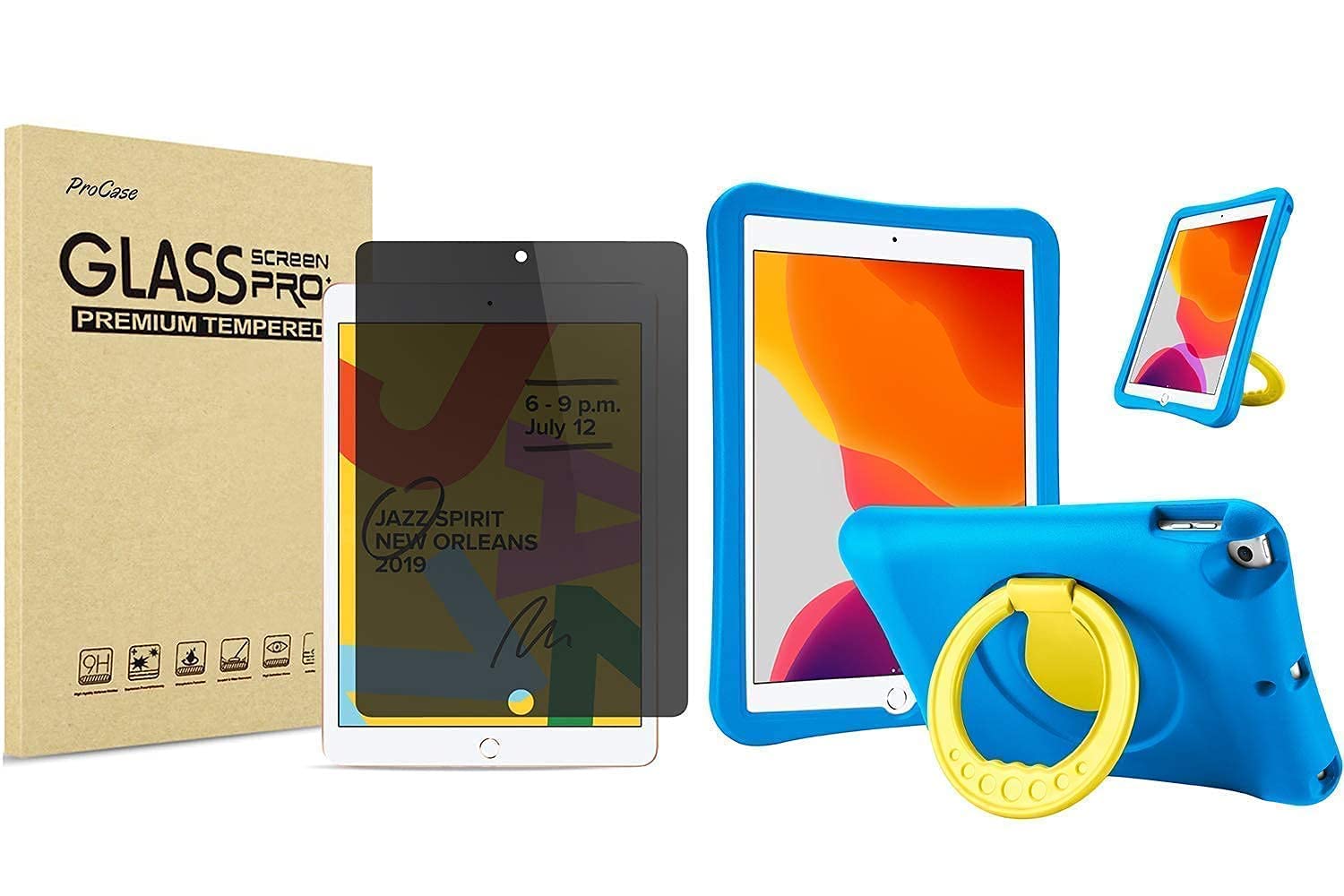 ProCase Privacy Screen Protector & Blue Kids Friendly Cover for iPad 10.2