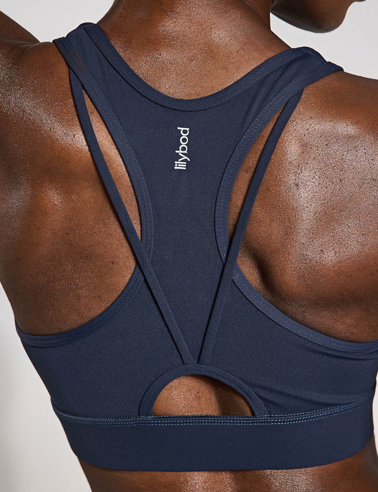 Frankie Cloud Core Sports Bra for Women - High Support Workout Bra, Navy Blue - Perfect for Yoga, Running & Gym Fitness Activities