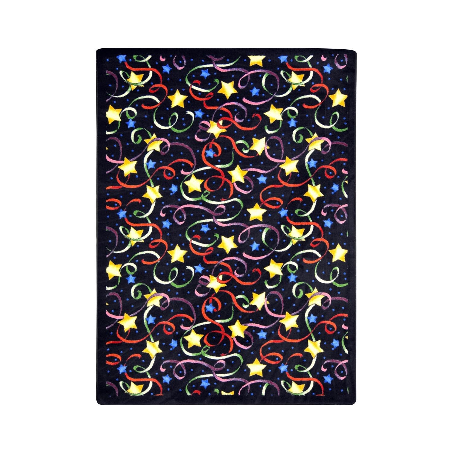 Joy Carpets Kaleidoscope Streamers and Stars Whimsical Area Rugs - Colorful Kids Room Decor, Playroom Rug, Nursery Floor Mat for Toddlers & Children