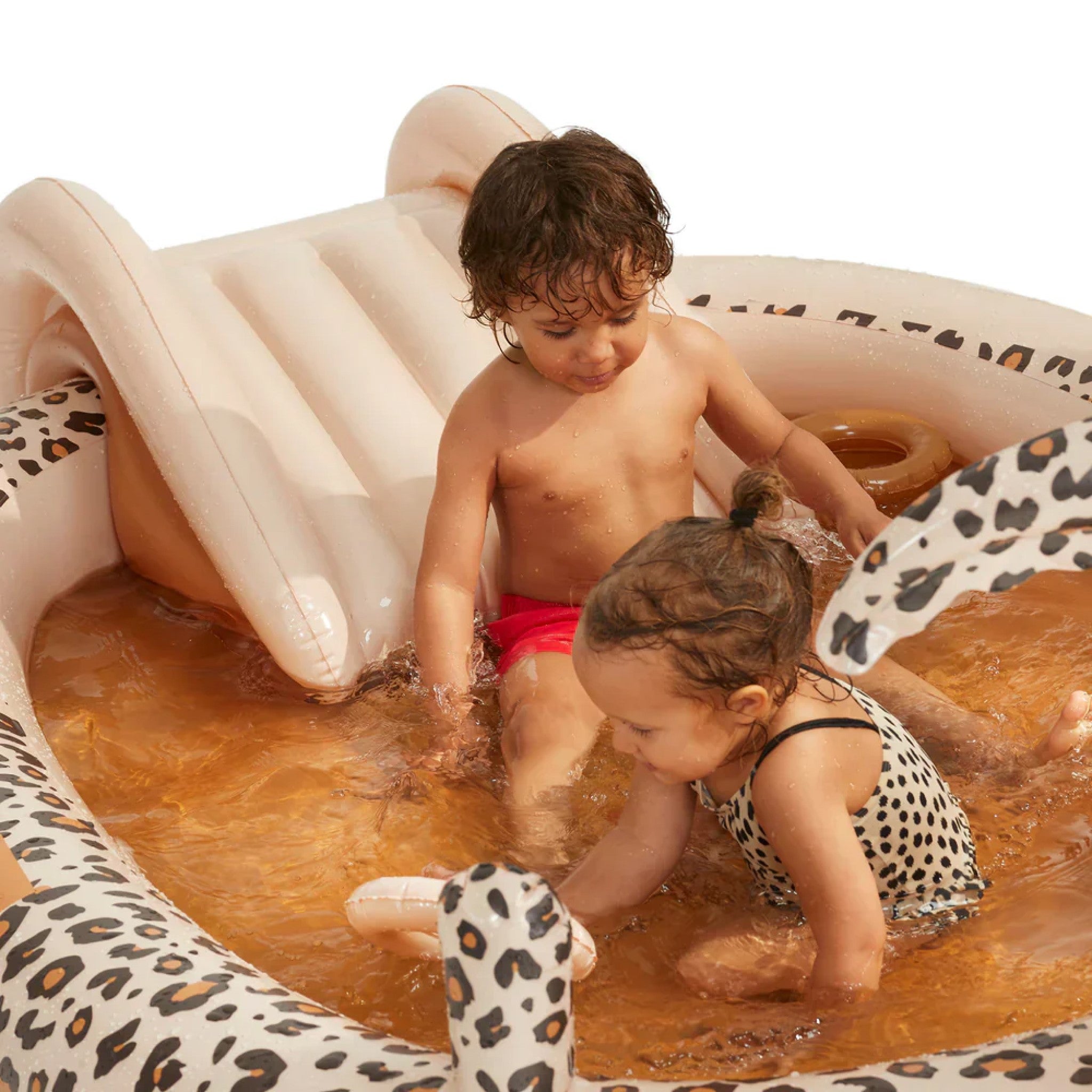 Inflatable Adventure Pool for Kids & Adults - Beige Leopard Print Swimming Pool - Perfect for Backyard, Beach, and Summer Water Play