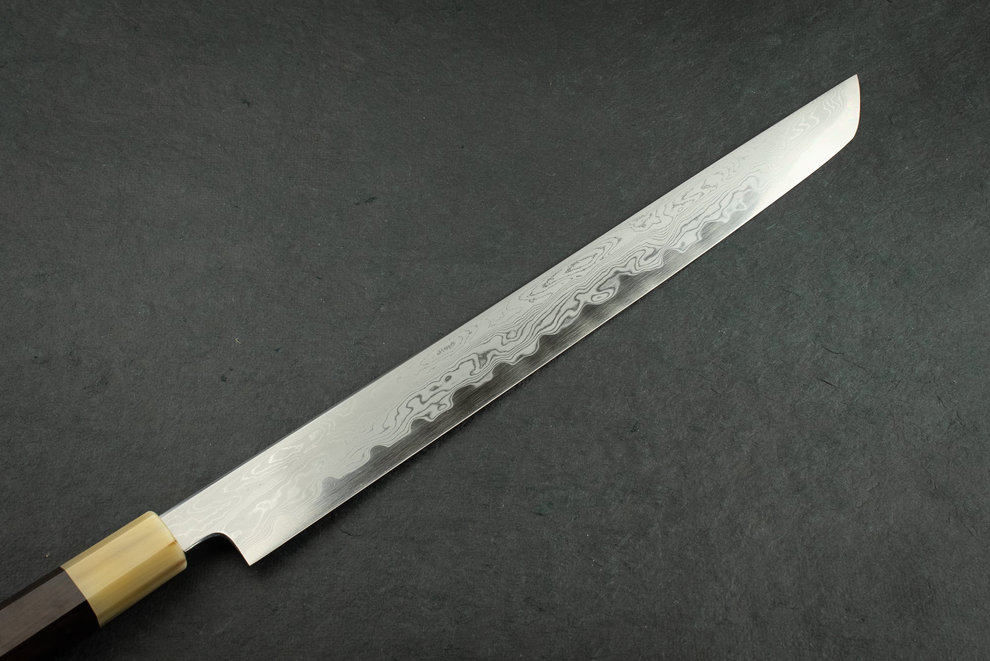 Premium 330mm Damascus Sakimaru Sujihiki Knife by Satoshi Nakagawa & Naohito Myojin - Handcrafted Japanese Chef Knife for Sushi, Sashimi & Meat Slicing - Perfect for Professional Chefs & Home Cooking Enthusiasts