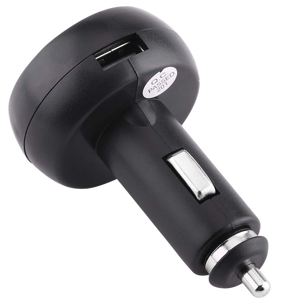 Dual USB Car Charger with LED Digital Voltmeter & Thermometer - 12V/24V Cigarette Lighter Adapter (Green+Red) for Road Trips & Emergency Power Supply
