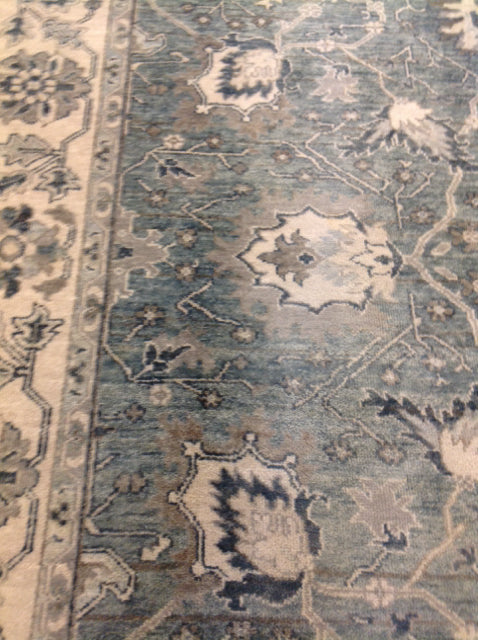 Ethan Allen 8' X 10' Teal & Grey Printed Area Rug - Perfect for Living Room, Bedroom & Home Decor