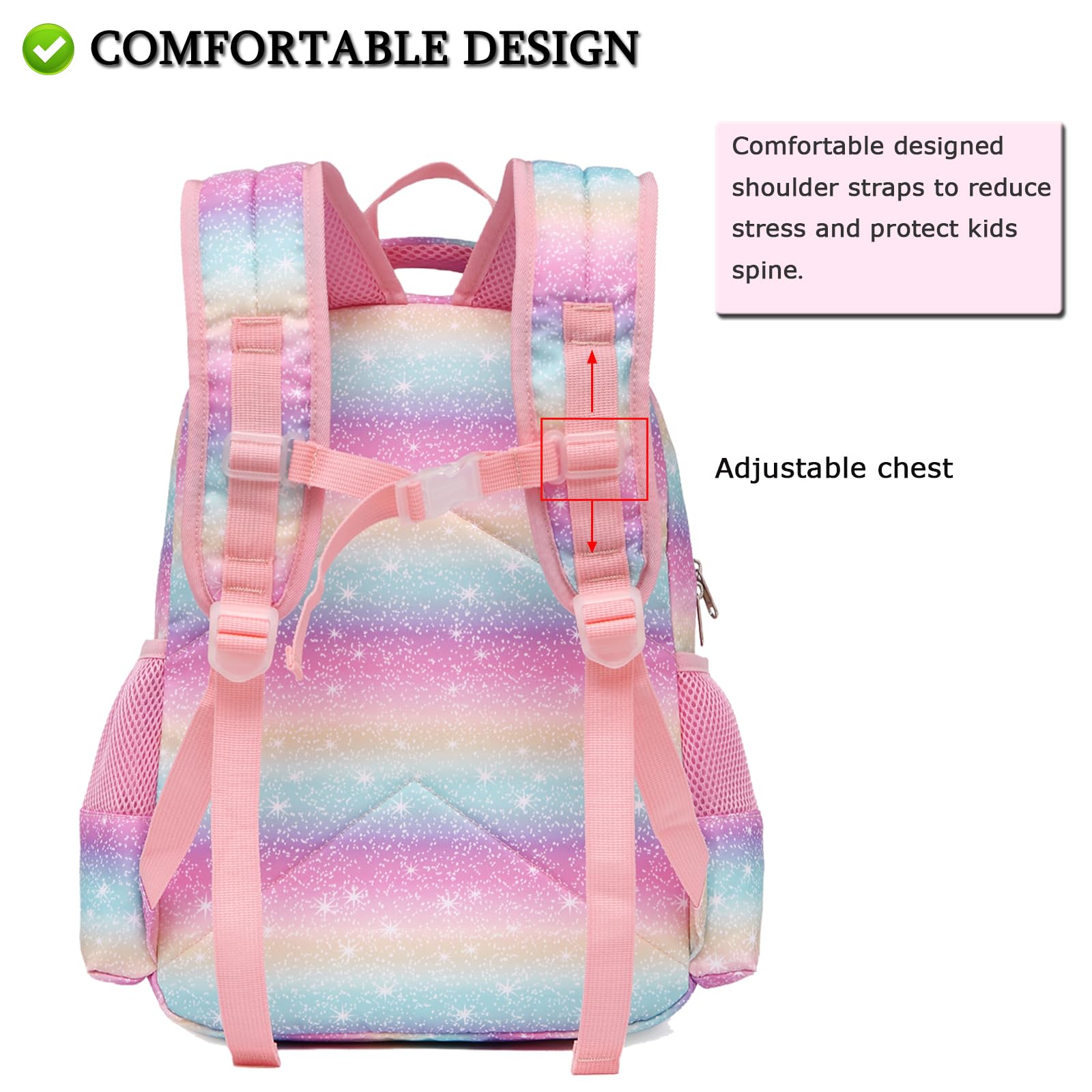 Octsky Unicorn Backpack for Girls - Cute Kids Backpack for Preschool & Kindergarten, Lightweight Toddler Bookbag with Adjustable Chest Strap - Perfect for School, Travel, and Daily Adventures