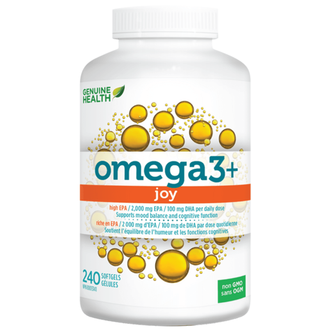 Genuine Health Omega3+ Joy 240 Softgels - Premium Fish Oil Supplement for Heart & Brain Health - Supports Joint Function & Mood Balance - Ideal for Daily Wellness Routine & Active Lifestyle