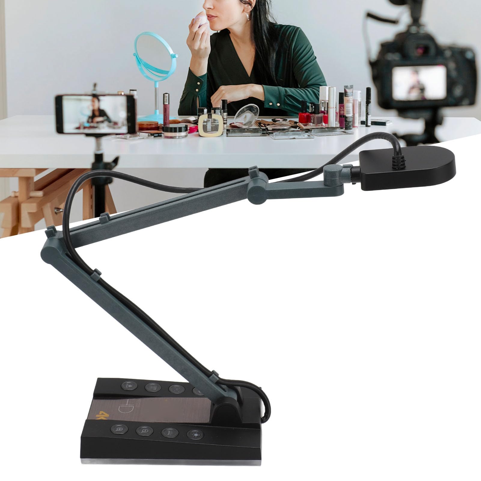 4K UHD 15MP USB Document Camera with LED Light - 30fps Foldable Webcam for Teachers, Online Classes, Chromebook & PC (Mac OS X 10.11+) - Perfect for Distance Learning, Virtual Teaching & Presentations