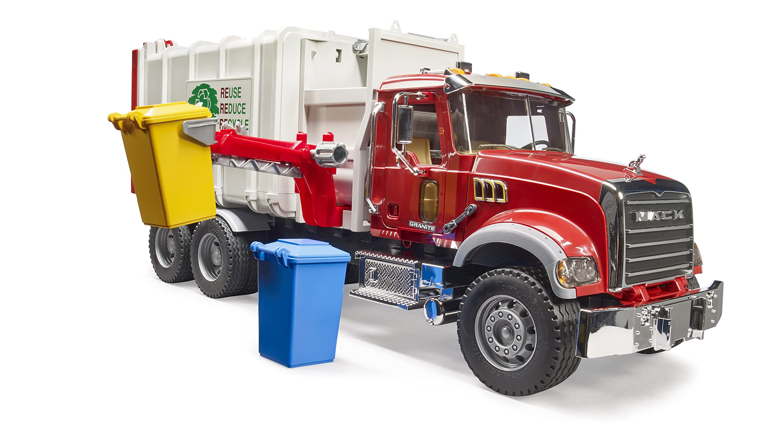 Bruder 02811 Mack Granite Side Loading Garbage Truck Toy - Realistic Construction Vehicle for Kids, Durable Playtime Fun | Pretend Play, Collectible Display, Birthday Gift Idea
