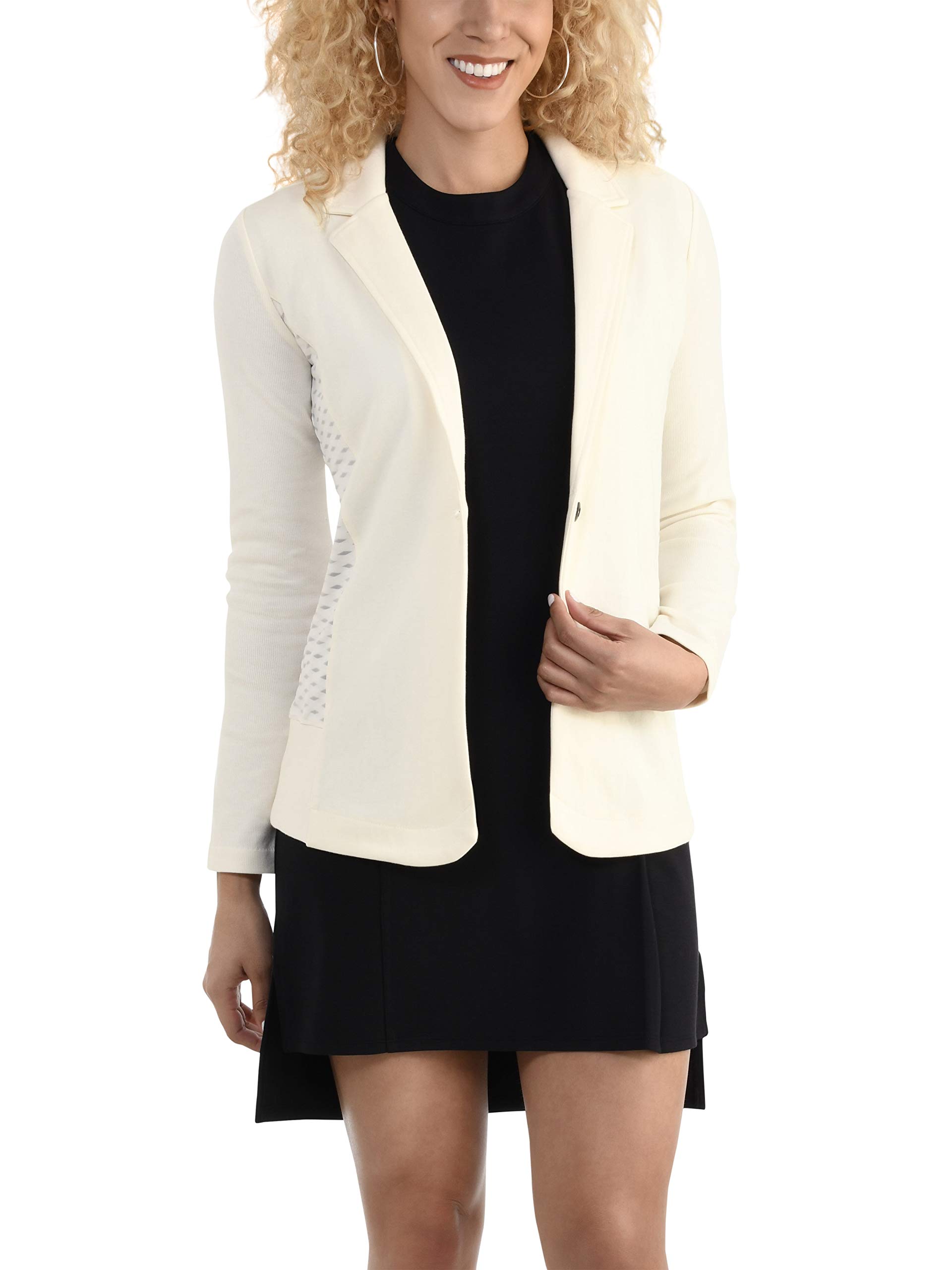 Fruit of the Loom Women's Soft Stretch Long Sleeve Blazer Jacket - Comfortable Office Wear & Casual Outfit for Work, Business Meetings and Everyday Fashion