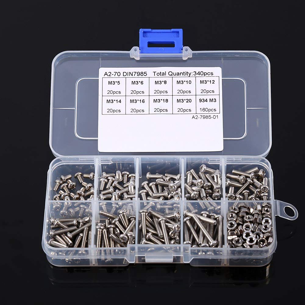 Stainless Steel Bolts & Nuts Kit - M3 Machine Screws for DIY, Furniture Repair