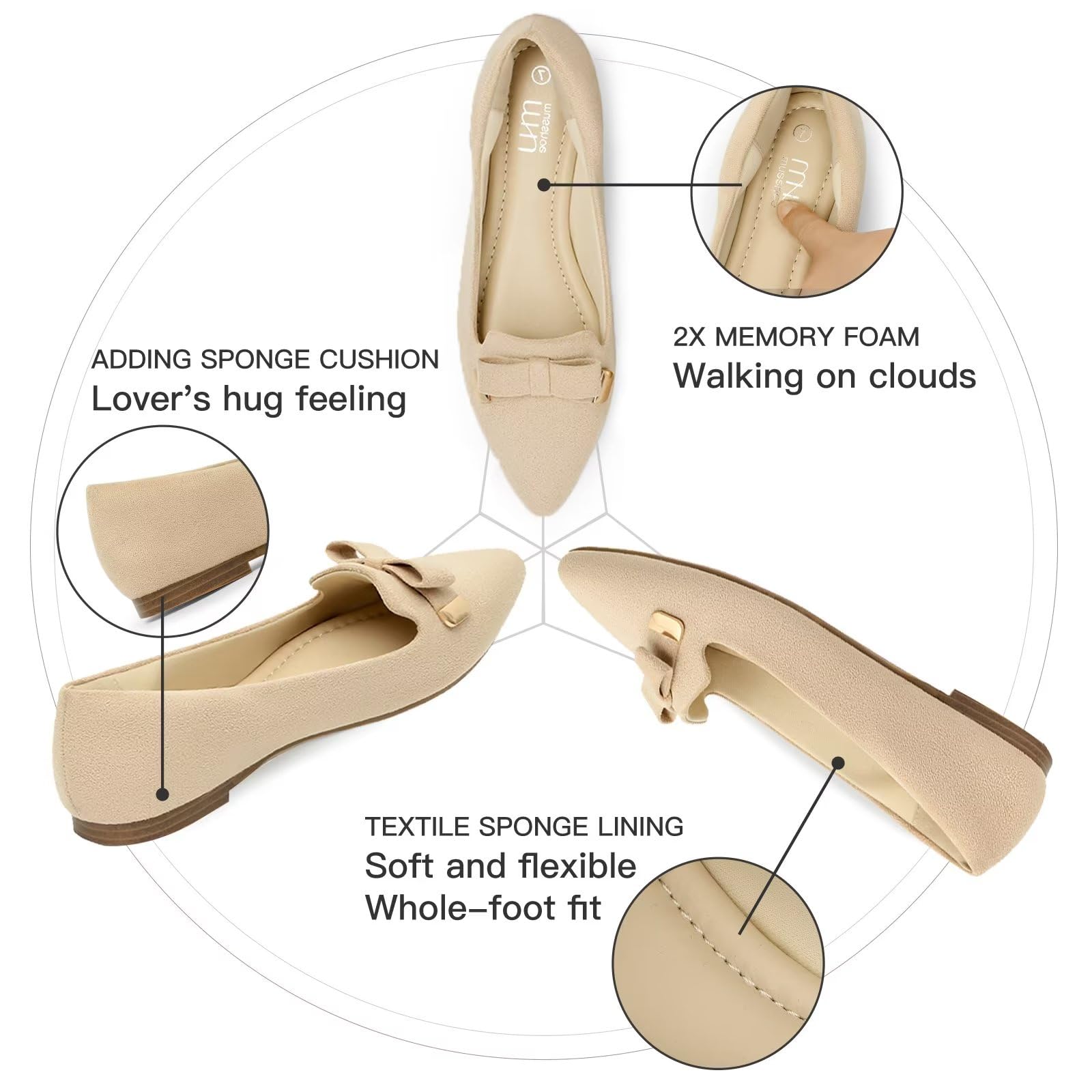 Comfortable Women's Slip-On Flat Shoes - MUSSHOE Casual & Dress Flats for Everyday Wear | Perfect for Work, Office, and Special Occasions