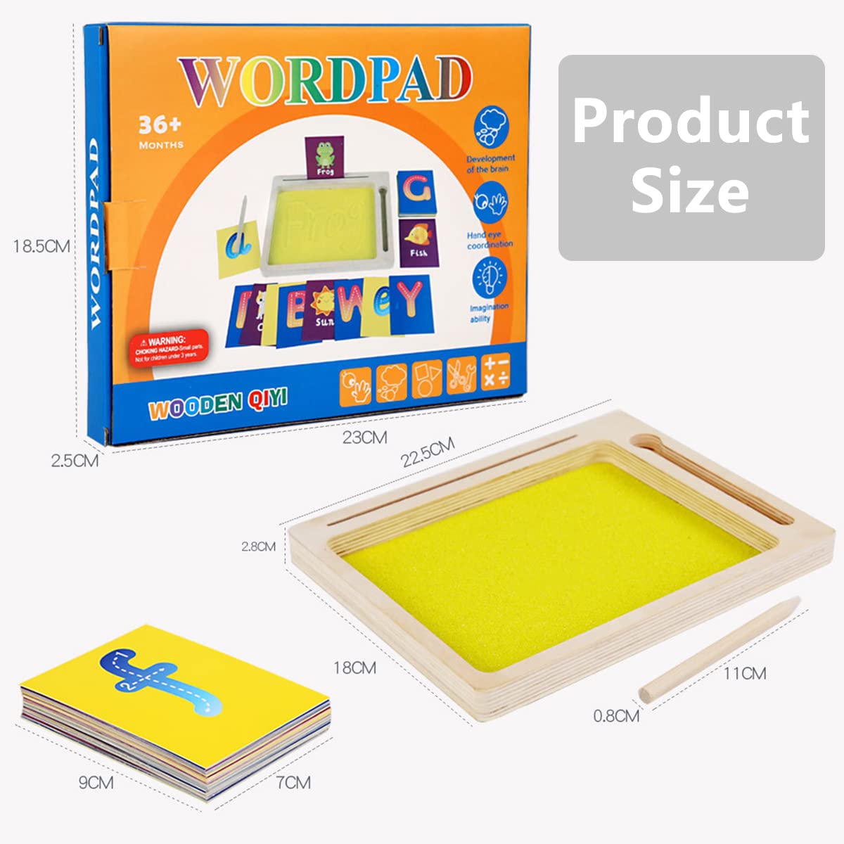 Montessori Wooden Sand Tray Set - Kids Writing & Drawing Educational Toy with Sand Scraping Box & Pencil - Learn Letters & Numbers - Perfect for Preschool Classroom & Homeschool Learning Activities