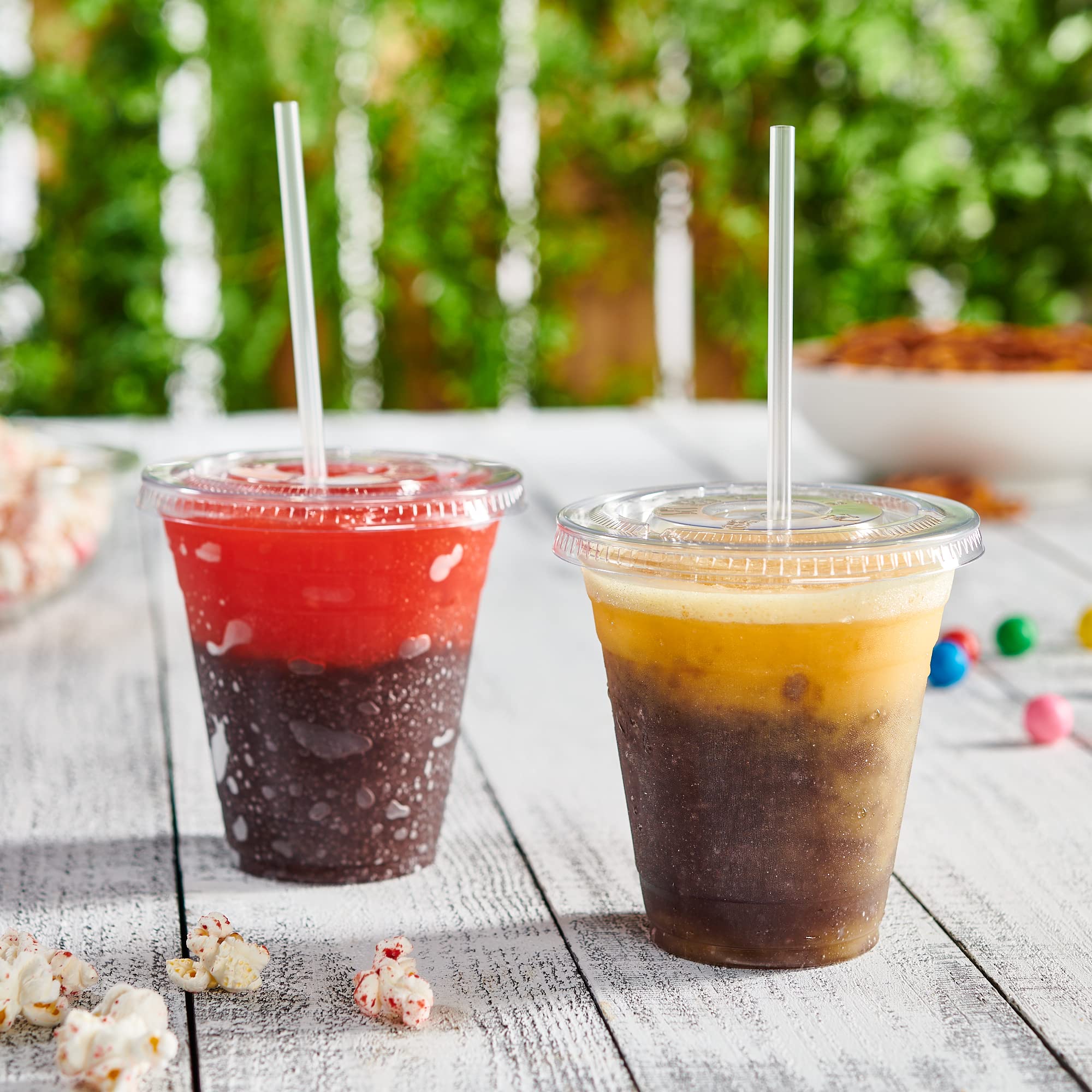 **GUSTO 100-Pack 12 oz Clear Plastic Cups with Flat Lids - Disposable Cold Drink Cups for Coffee, Smoothies, Iced Tea & Takeout - BPA-Free, Leak-Proof for Parties, Picnics & Office Use**