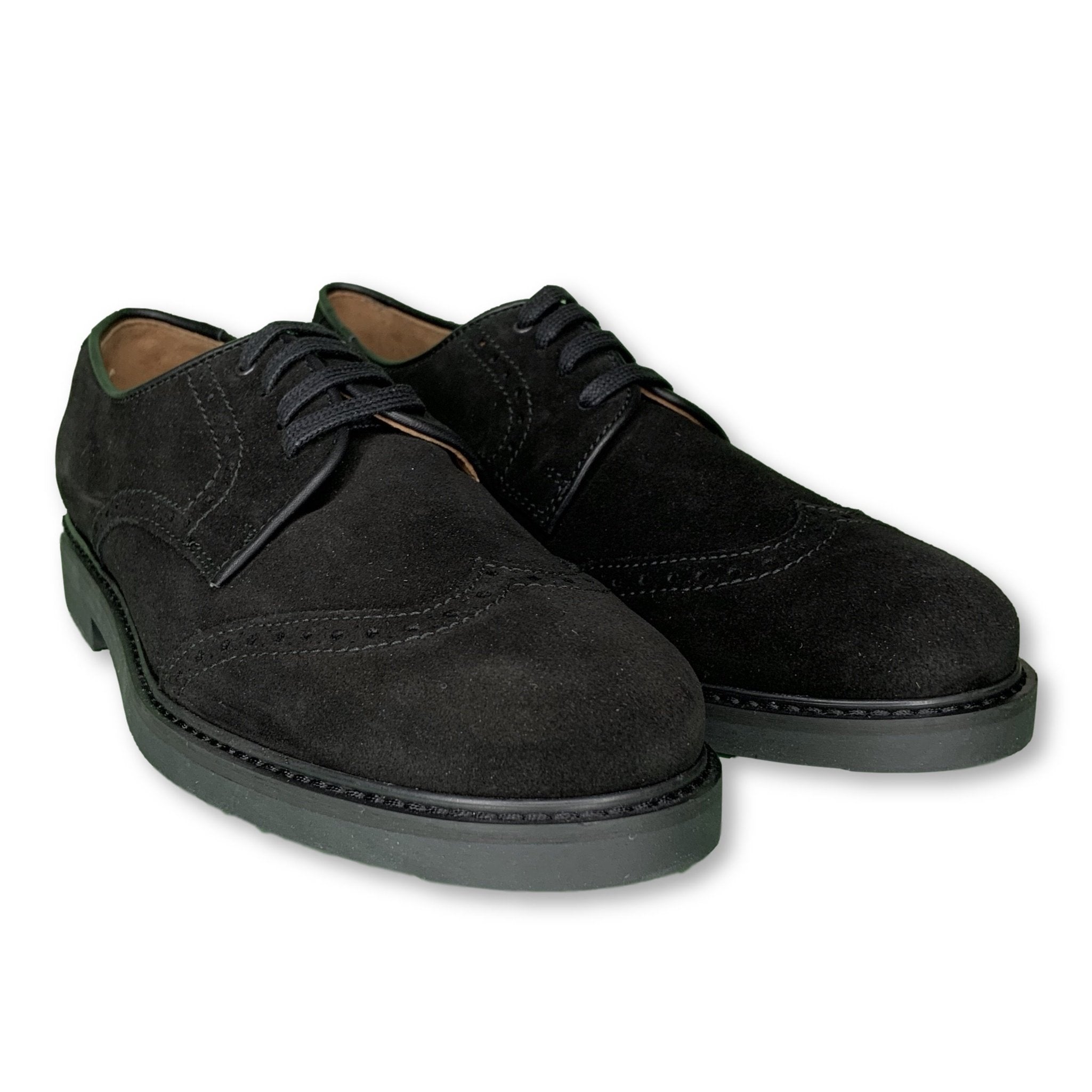 Beberlis Black Suede Wingtip Oxford Shoes for Men - Classic Formal Dress Shoes for Business, Wedding & Office Wear