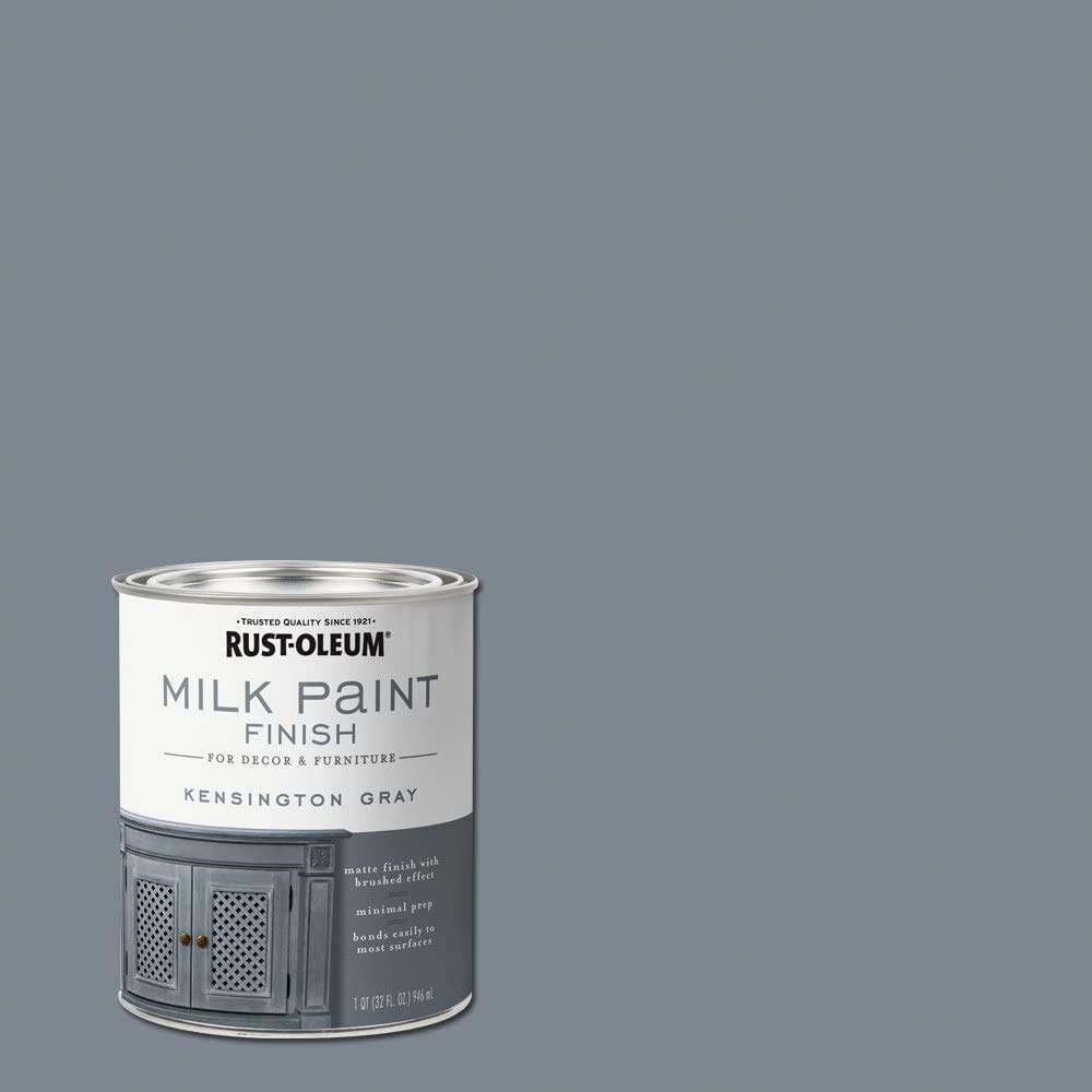 Rust-Oleum 331053-2PK Kensington Gray Milk Paint Finish - 32 Fl Oz (Pack of 2) - Premium Matte Chalky Paint for Furniture, Cabinets & Home Decor DIY Projects