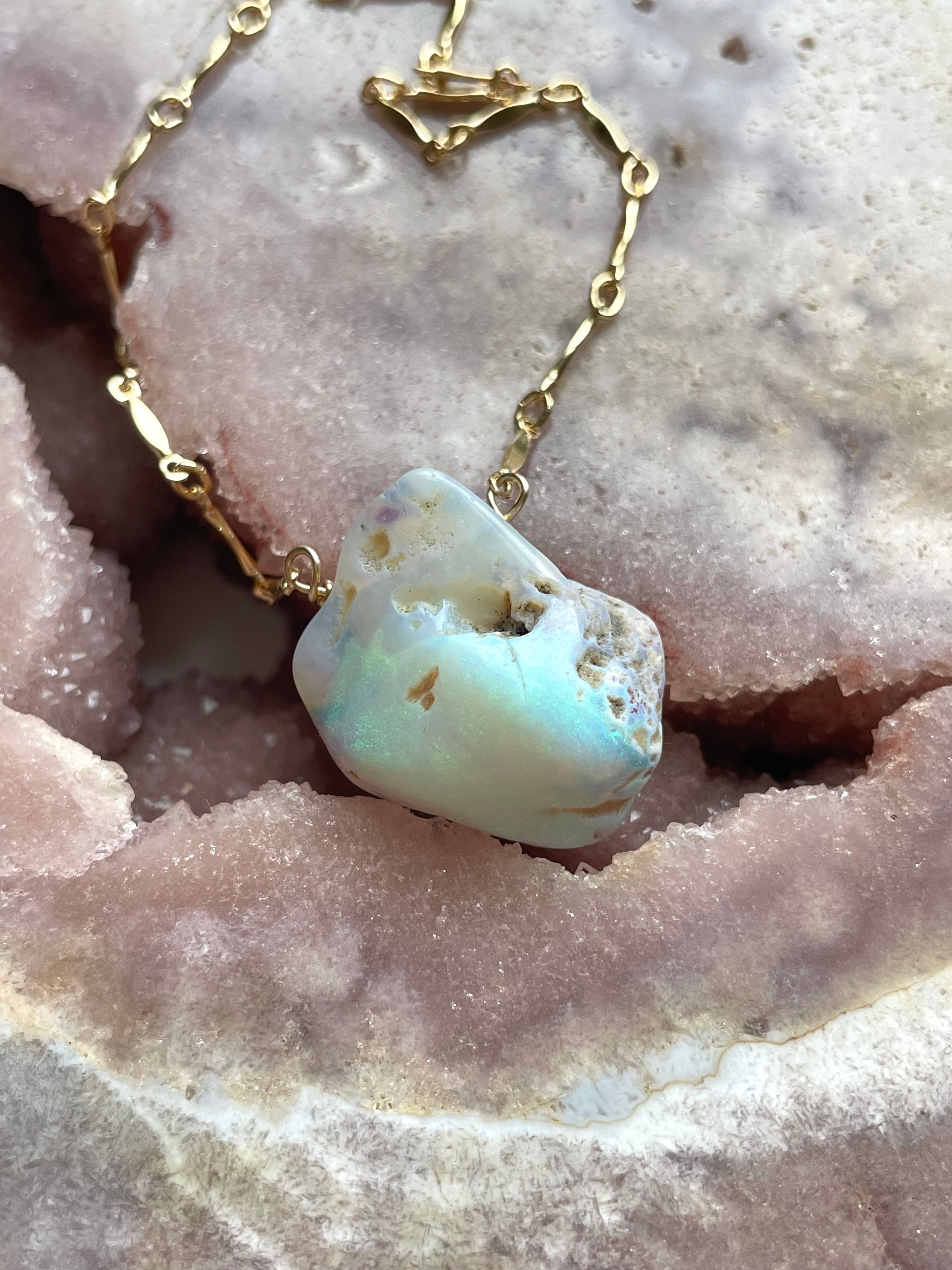 Genuine Australian Opal Necklace – Natural Raw Opal Jewelry for Women – Perfect for Weddings, Parties & Special Occasions