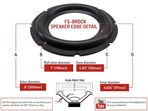 Rockford Fosgate 8 Inch Foam Speaker Repair Kit FSK-8ROCKFORD (Pair) - Perfect for Car Audio and Home Theater Speaker Restoration