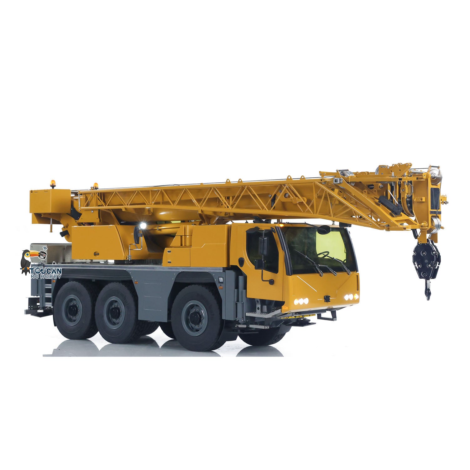 Eyewhale D1050 1/14 Scale Metal RC Hydraulic Crane Truck - 3 Axle All Terrain Remote Control Vehicle with Hoist - Paladin PL18EV Model for Construction Site Play & Professional RC Hobbyists
