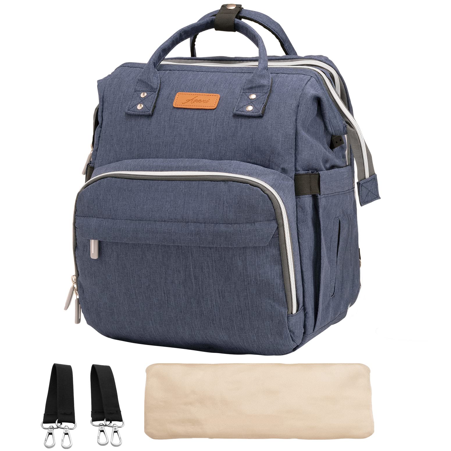 3 in 1 Diaper Bag Backpack with Bassinet & Changing Pad - Large Baby Bag with USB Charging Port, Insulated Bottle Pockets & Stroller Straps - Perfect for Travel, Daycare & On-the-Go Parents (Blue)