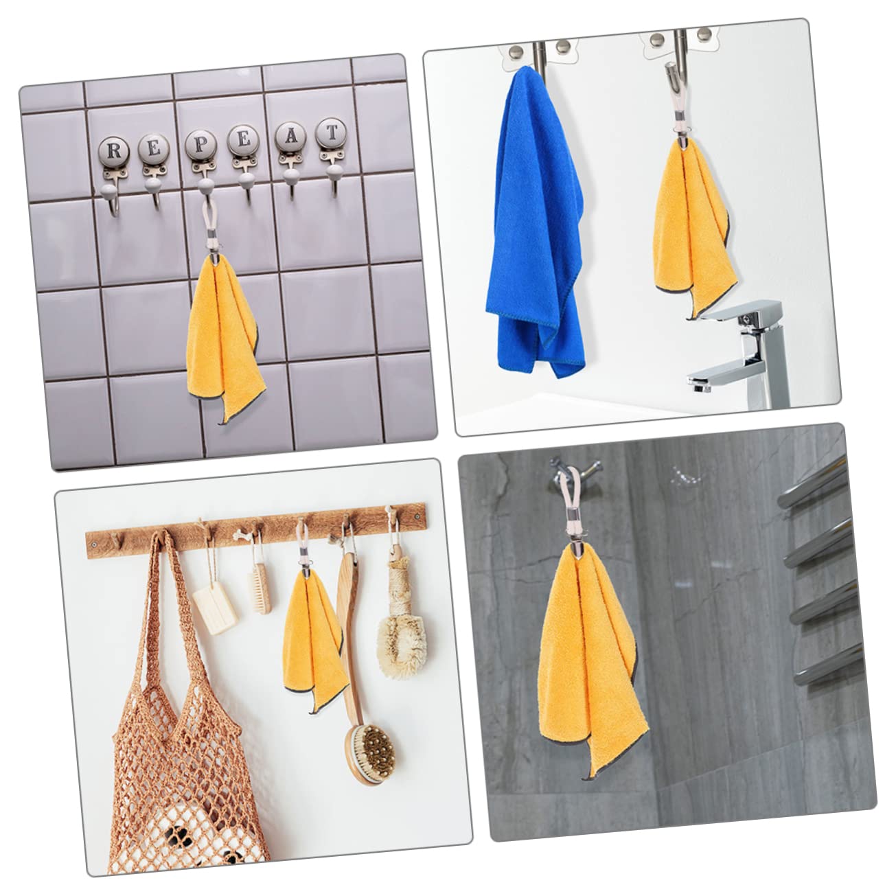 6-Pack Braided Cotton Towel Hangers - Heavy Duty Towel Clips for Kitchen, Bathroom & Laundry - Rustproof Iron Hooks for Hanging Towels, Clothes & Accessories - Perfect for Home, Dorm & RV Organization