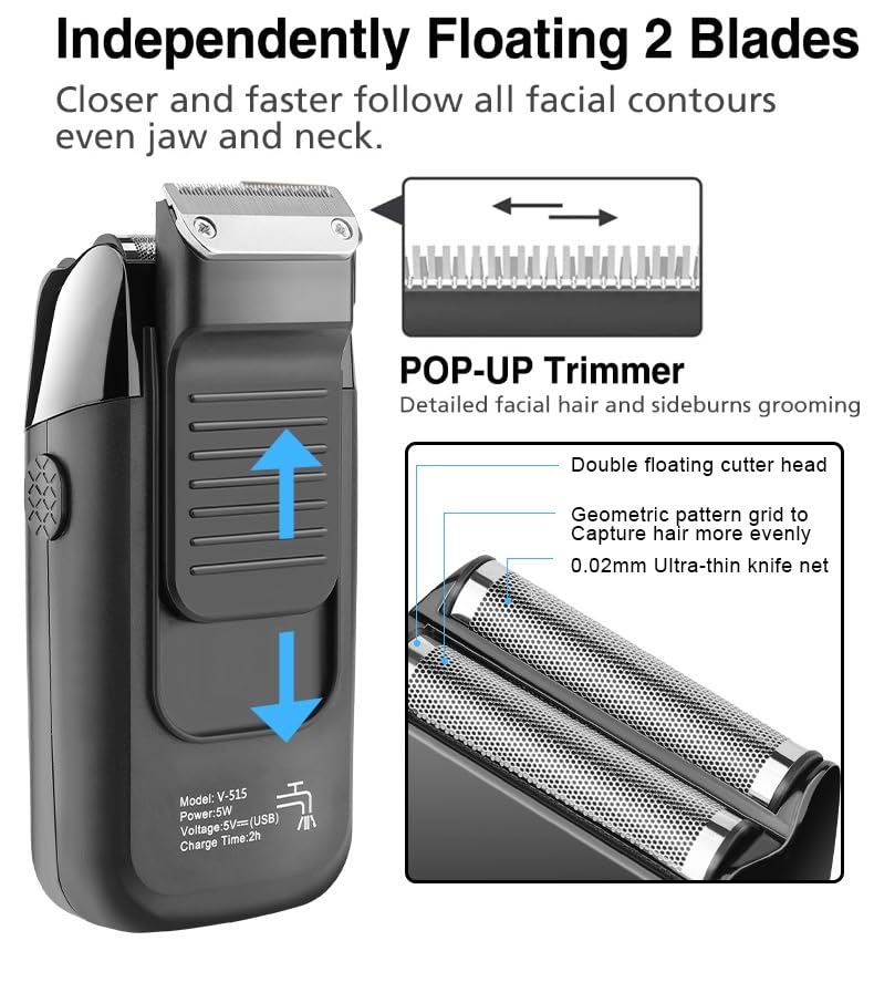 Rechargeable Electric Shaver for Men - Cordless LCD Display Beard Trimmer with Multifunctional Reciprocating Blades | Perfect for Travel, Home & Gym Use