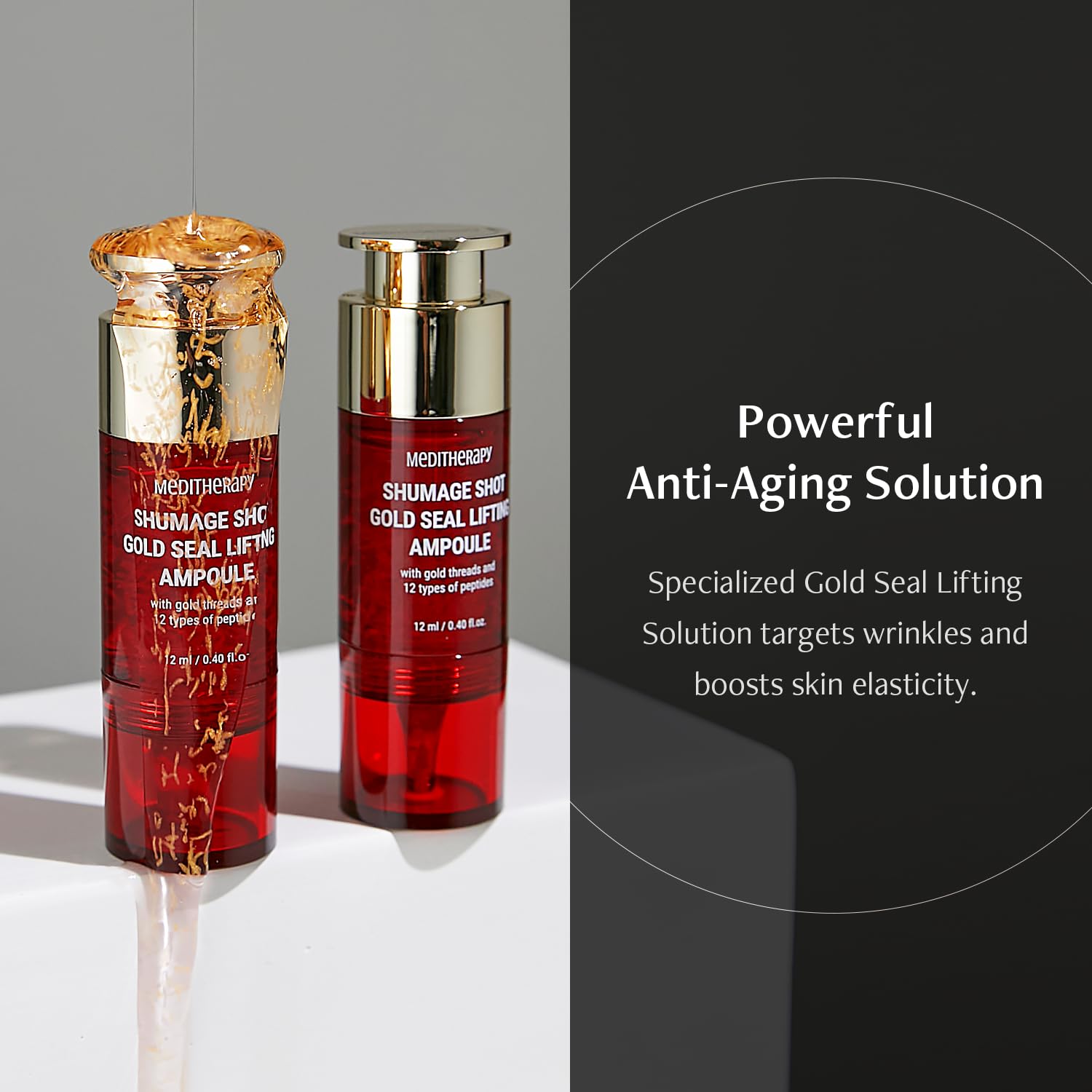 MEDITHERAPY Shumage Gold Seal Lifting Cream & Ampoule Set - Anti-Aging Face Lift Cream with Collagen, Hydrating & Tightening for Sagging Skin - Moisturizer for Radiant Glow - Perfect for Night Routine & Wrinkle Reduction
