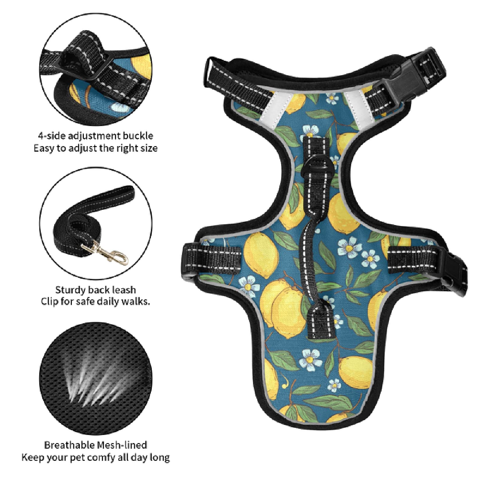 Xigua No-Pull Reflective Dog Harness with Handle - Breathable Pet Vest for Small & Medium Dogs - Perfect for Walking, Running & Outdoor Adventures