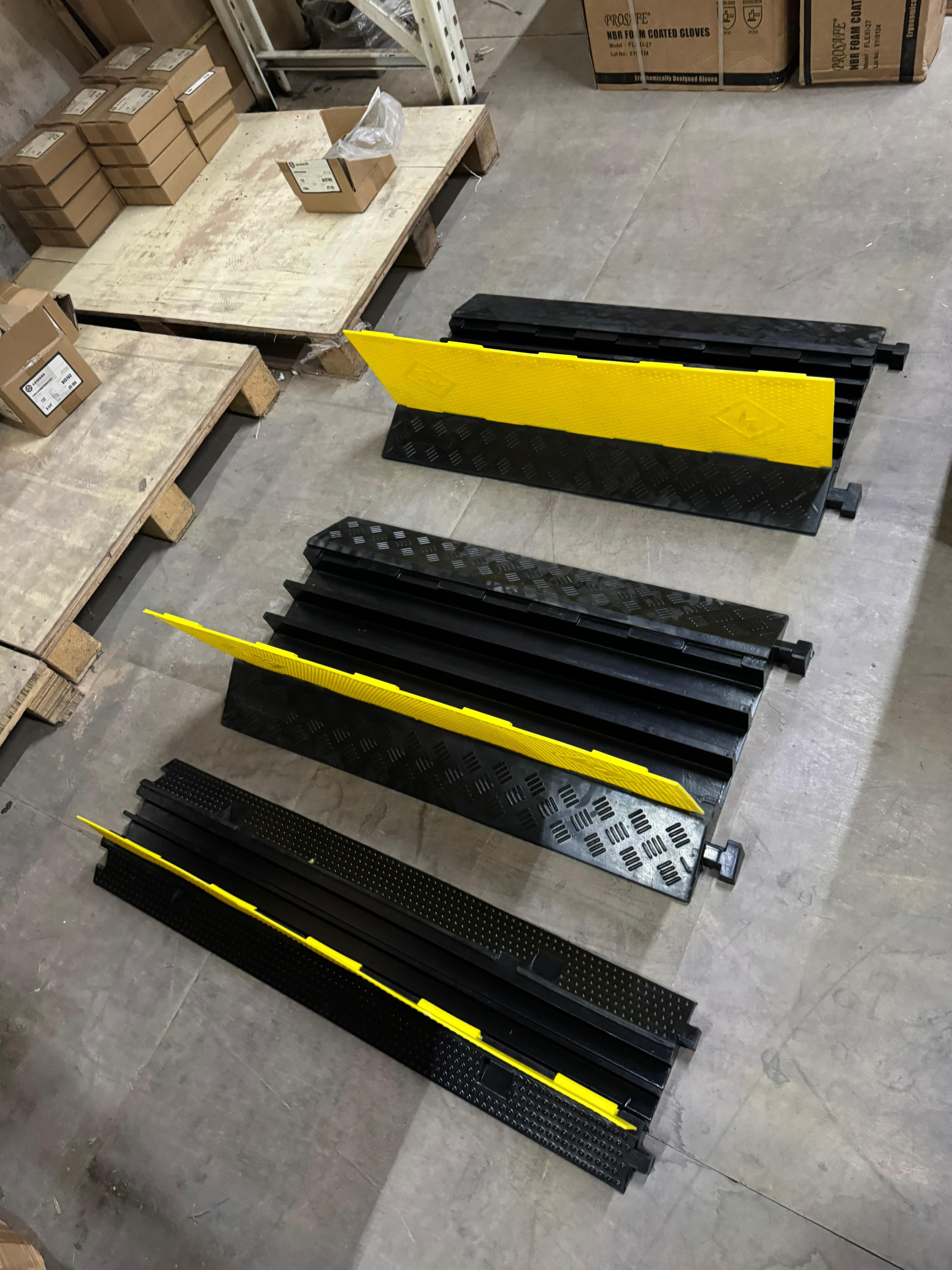 2 Channel Cable Protector - Heavy Duty Rubber Speed Bump for Traffic & Road Safety (Model RH 9053) | Perfect for Parking Lots, Driveways & Construction Sites