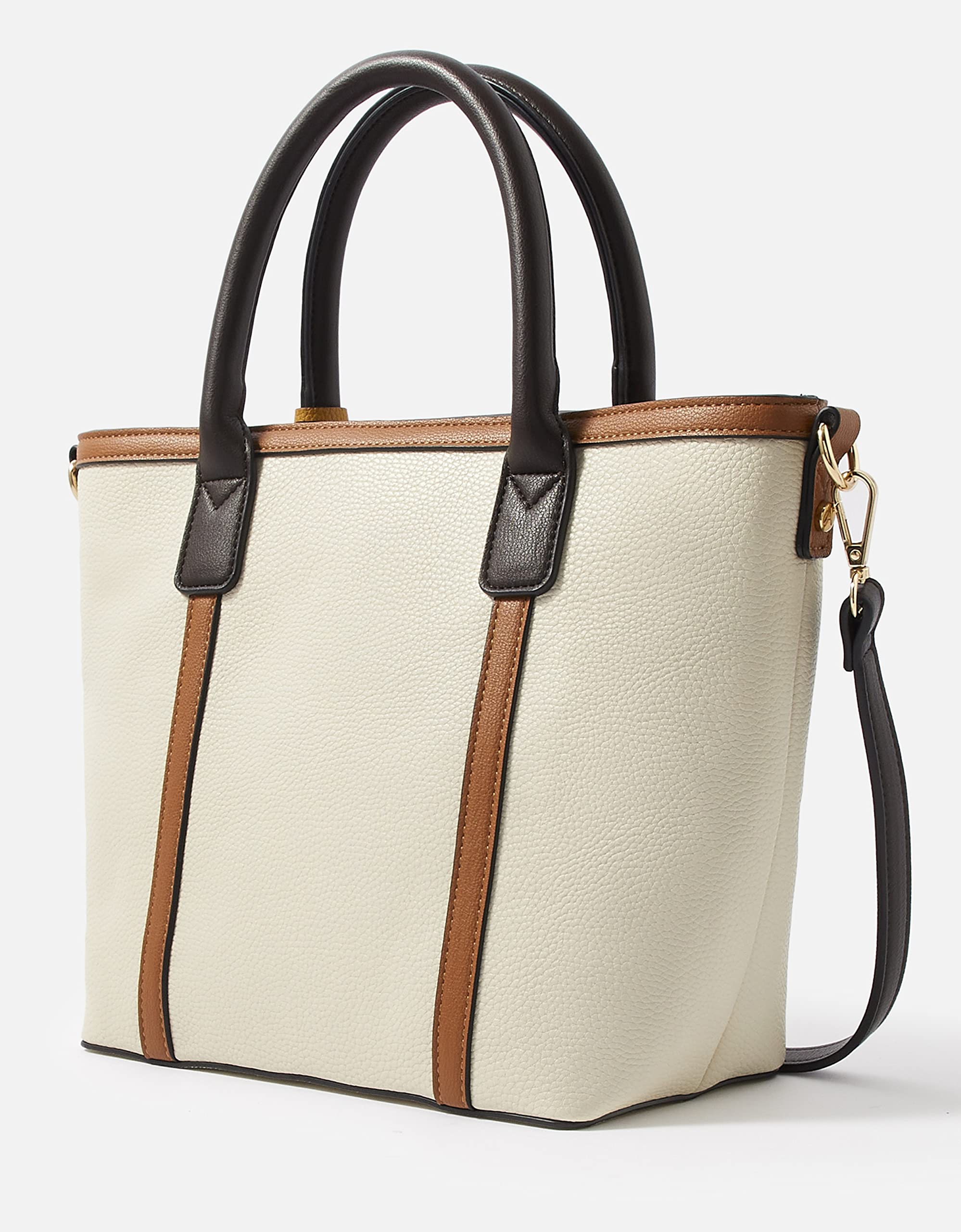 Accessorize London Women's Chloe Cream Handbag with Detachable Adjustable Strap - Elegant Shoulder Bag & Tote Purse for Office, Work, Commuting & Daily Use