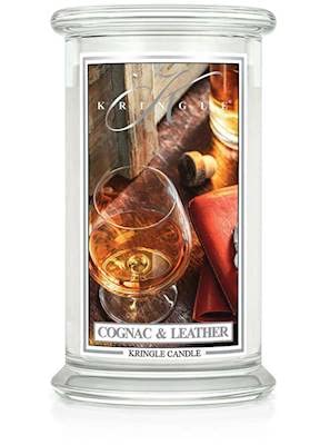 Kringle Candles Large 22oz 2-Wick Jar Candle - Cognac & Leather Scent - 100 Hour Burn Time - Perfect for Home Decor, Relaxation & Gift Giving