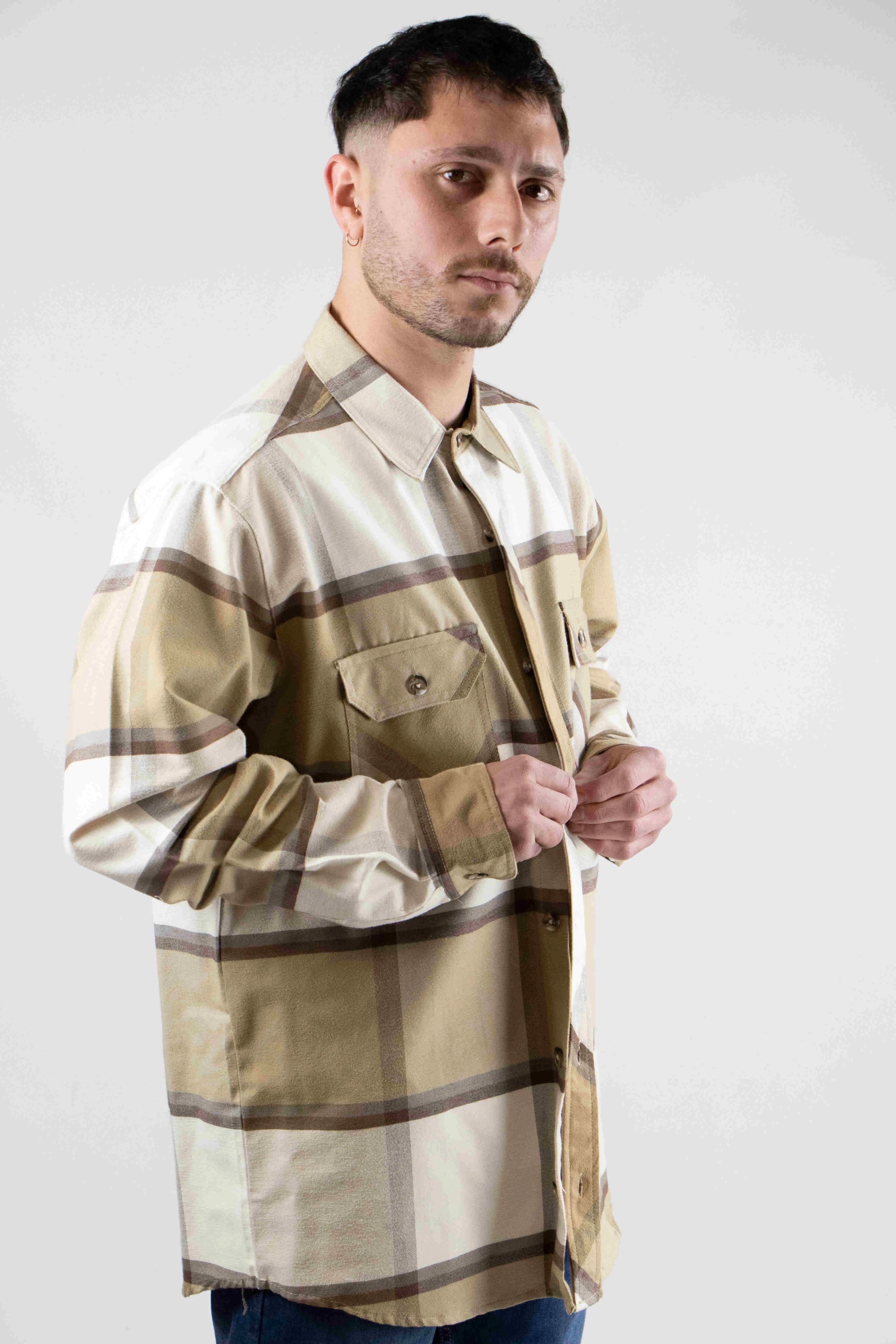 Ocn Zurich Beige Brown Camel Shirt - Casual Button Down Shirt for Men, Perfect for Office, Travel & Everyday Wear