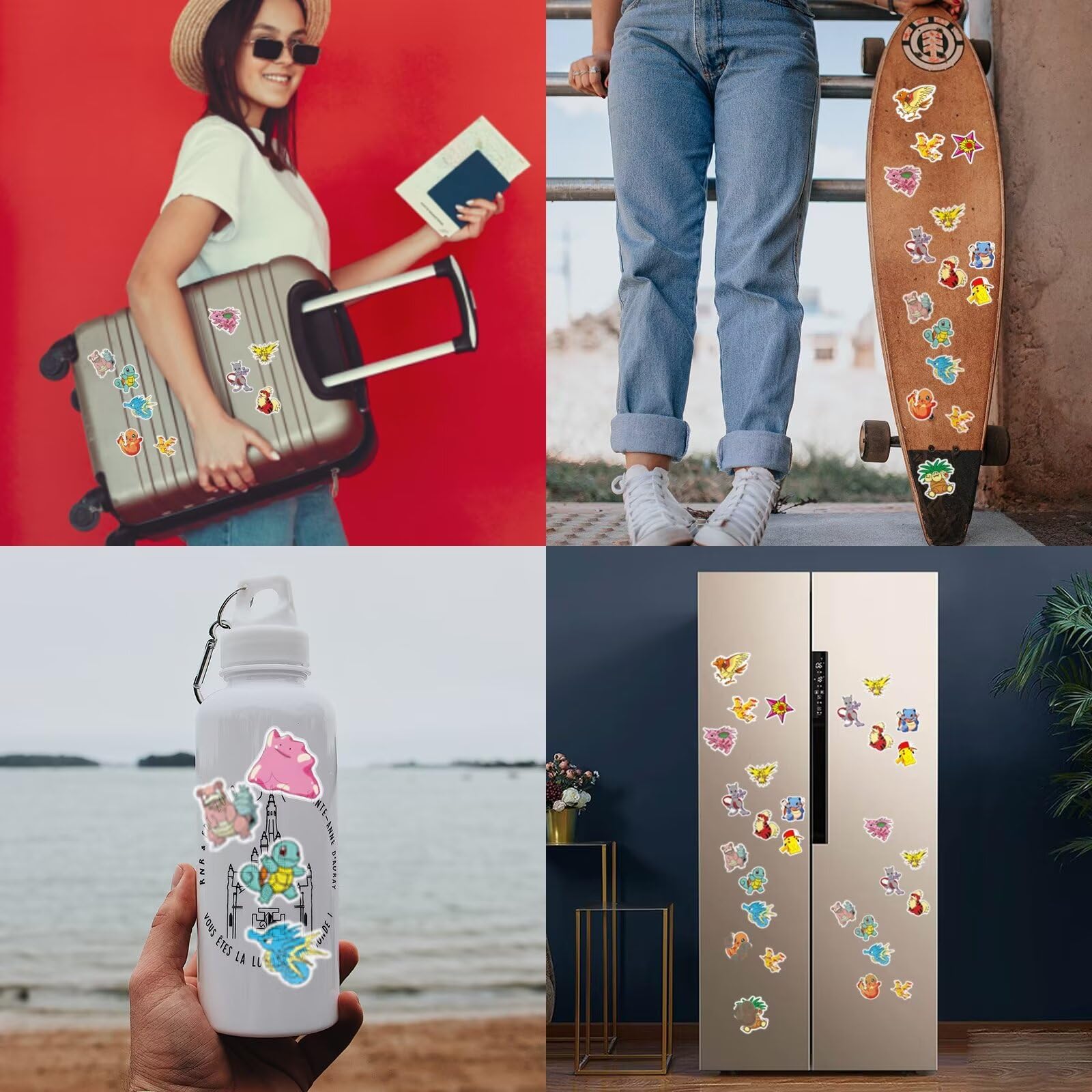 100 Pcs Waterproof Anime Stickers - Cute Cartoon Vinyl Decals for Laptop, Water Bottle, Phone, Skateboard - Reusable Stickers for Teens & Kids - Perfect for DIY Crafts, School Supplies & Room Decor