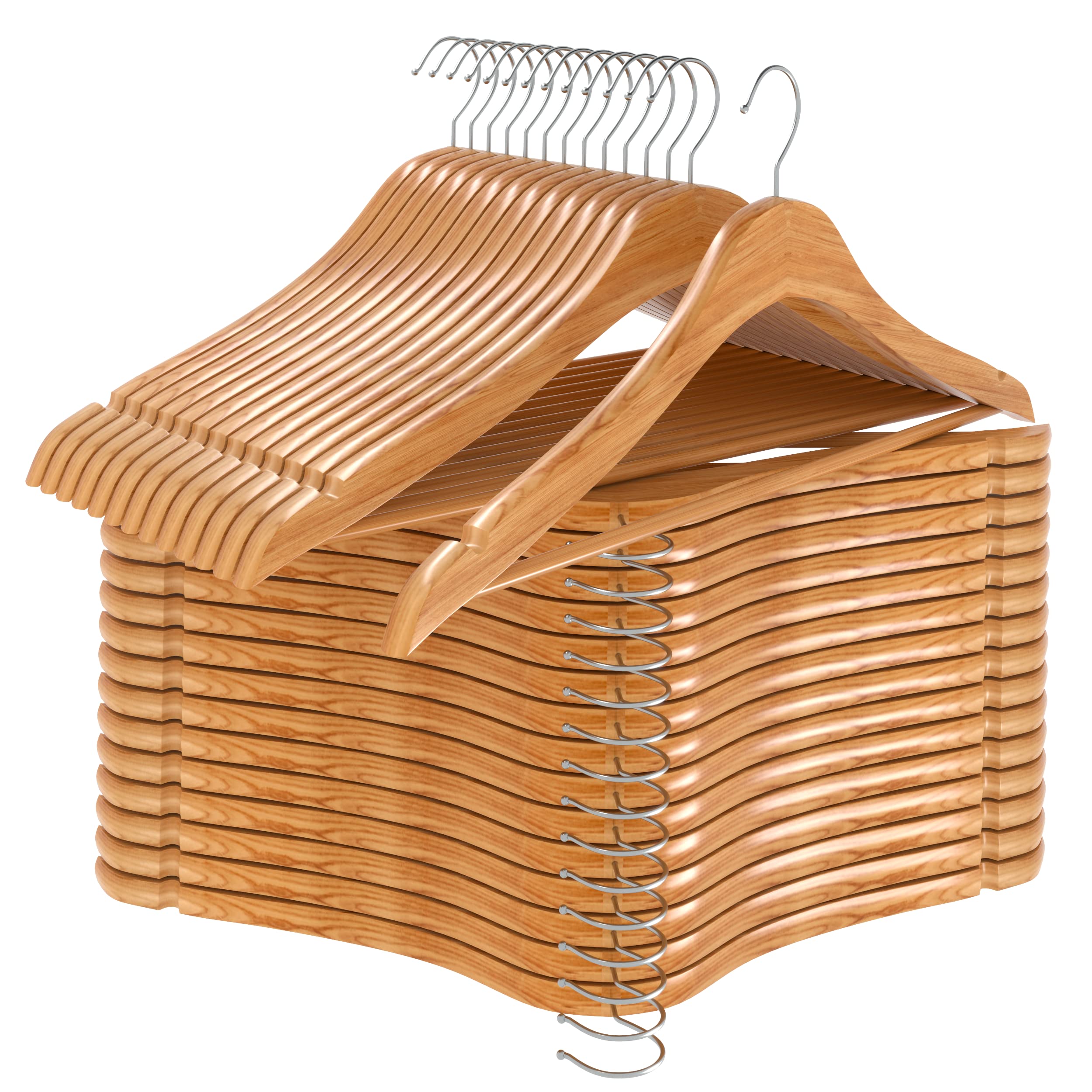 Utopia Home 30-Pack Premium Wooden Hangers - Slim & Durable Coat Hangers with 360° Rotatable Hook - Natural Wood Suit Hangers with Shoulder Grooves - Perfect for Closet Organization & Garment Protection