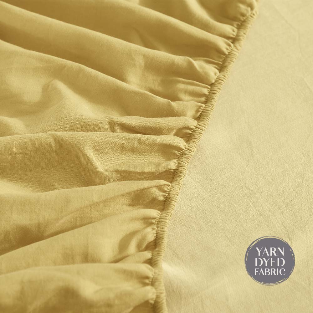 Premium 100% Cotton Yellow Sheet Set - Single Size Bed Sheets with Flat Sheet & Pillowcase - Soft & Breathable for Comfortable Sleep - Perfect for Guest Rooms, Dorms & Cozy Bedrooms
