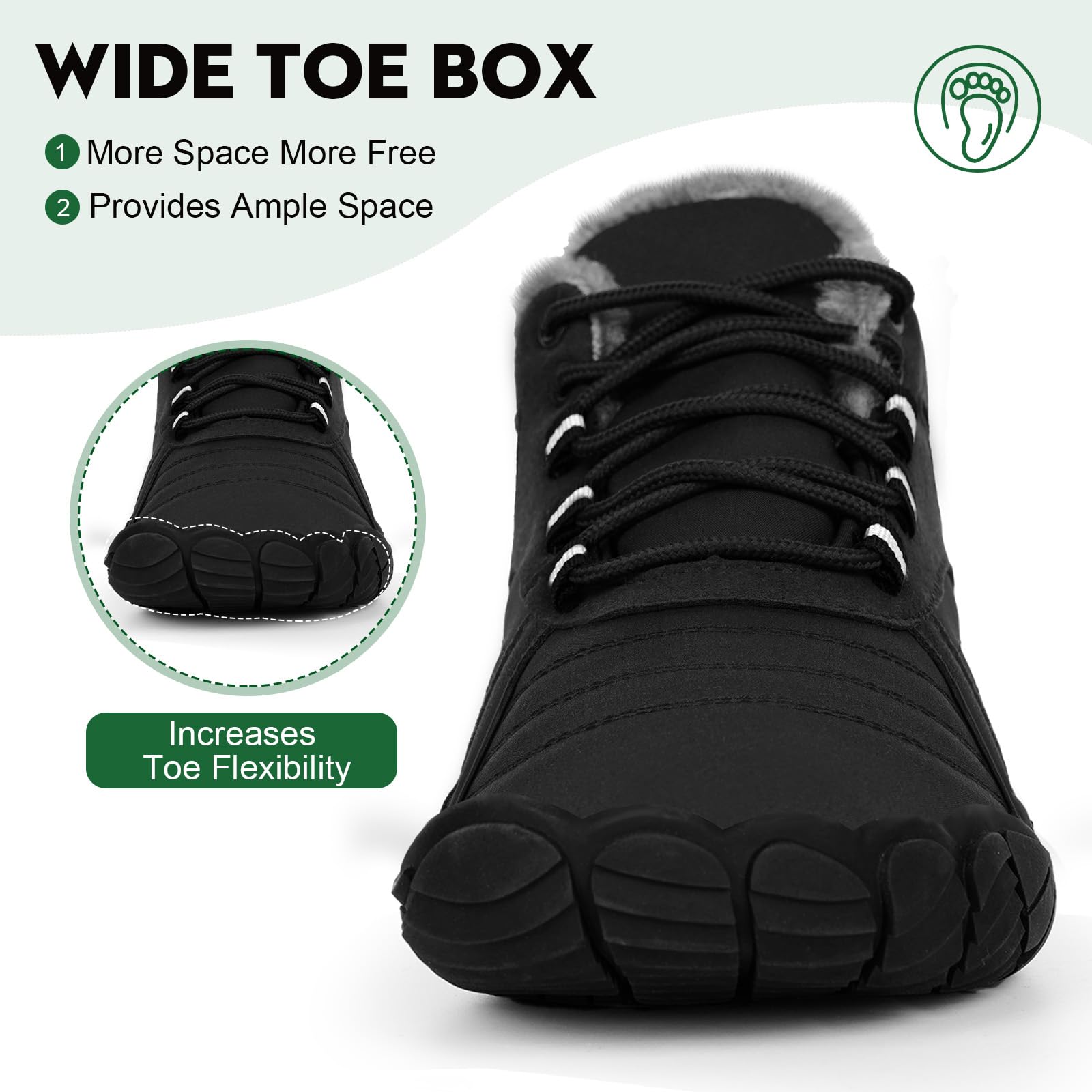 Winter Barefoot Shoes for Women & Men - Warm Snow Boots with Wide Toe Box, Zero Drop Hiking Boots for Cold Weather - Perfect for Snow Hiking, Casual Winter Wear & Outdoor Activities