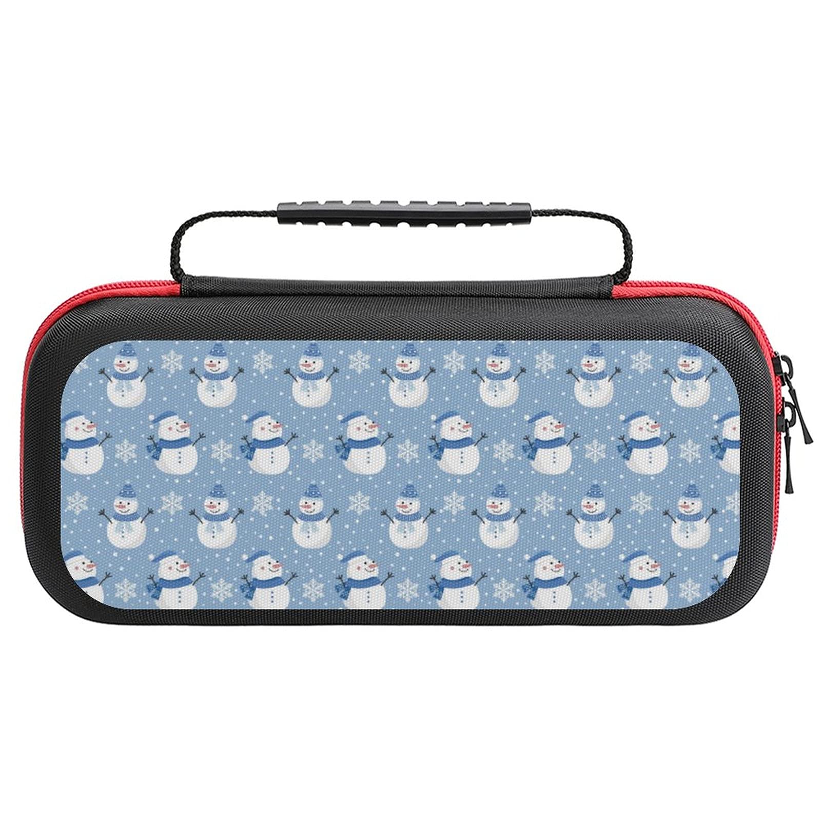 Happy Winter Snowman Printed Travel Case for Nintendo Switch Lite & Accessories - Portable Storage Bag for Gaming, Commuting, and Holiday Travel