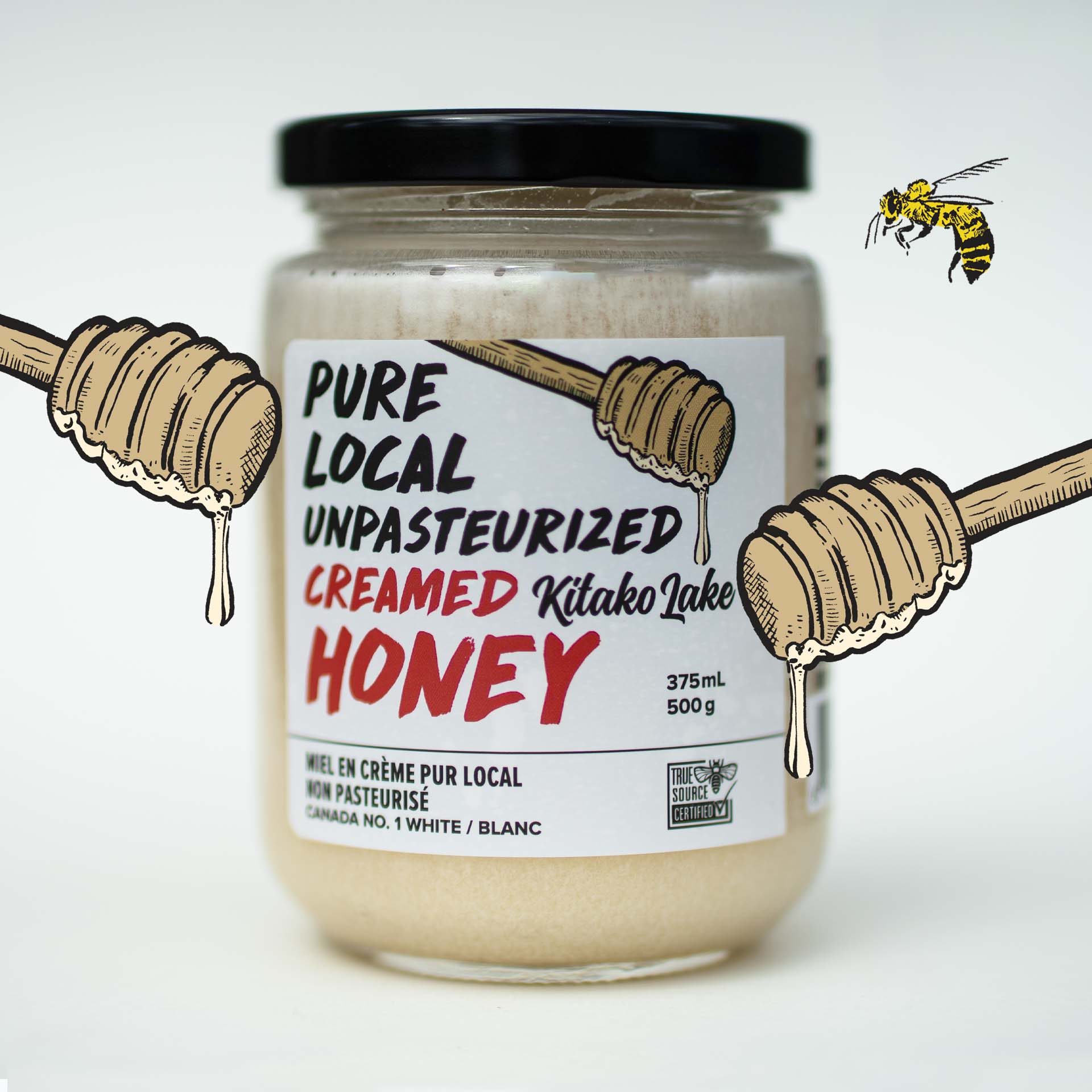 Kitako Lake Raw Creamed Honey | 375ml (500g) | Pure Unfiltered Honey for Tea, Toast & Baking | Natural Sweetener for Healthy Lifestyle