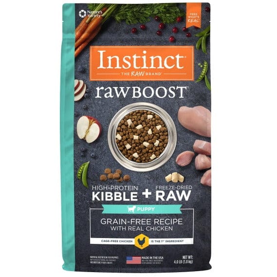 Instinct Raw Boost Grain-Free Dry Dog Food with Real Chicken for Puppies - 4lb Bag | High Protein Puppy Food for Healthy Growth & Energy | Perfect for Small & Medium Breed Puppies