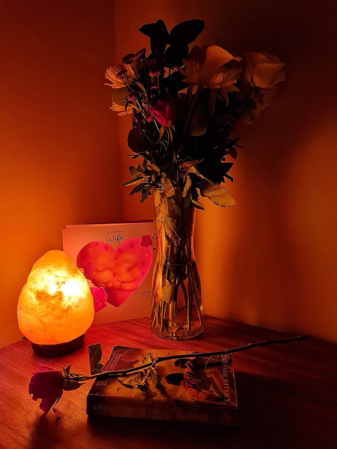 Himalayan Salt Lamp with Dimmer Switch - Natural Crystal Rock Night Light for Home Decor, Bedroom, Yoga & Meditation - Hand Carved Wood Base Salt Lamp with Soothing Amber Glow - Perfect Gift for Housewarming, Christmas & Relaxation